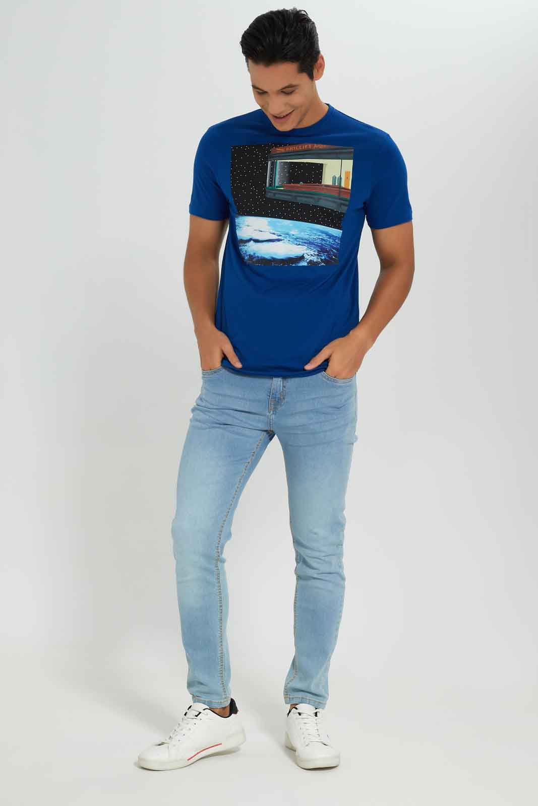 Redtag-Men-Blue-Graphic-T-Shirt-Category:T-Shirts,-Colour:Blue,-Deals:New-In,-Dept:Menswear,-Filter:Men's-Clothing,-Men-T-Shirts,-New-In-Men-APL,-Non-Sale,-S23A,-Section:Men,-TBL-Men's-