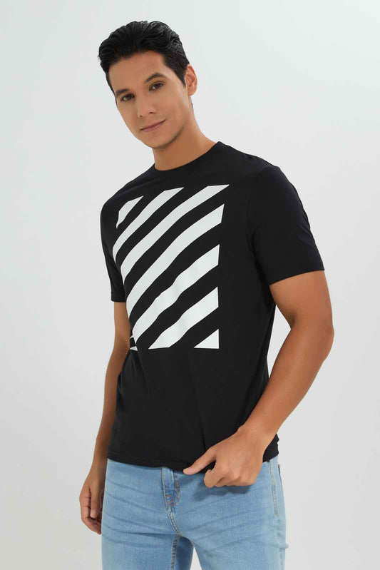 Redtag-Men-Black-Graphic-T-Shirt-Category:T-Shirts,-Colour:Black,-Deals:New-In,-Dept:Menswear,-Filter:Men's-Clothing,-Men-T-Shirts,-New-In-Men-APL,-Non-Sale,-S23A,-Section:Men,-TBL-Men's-