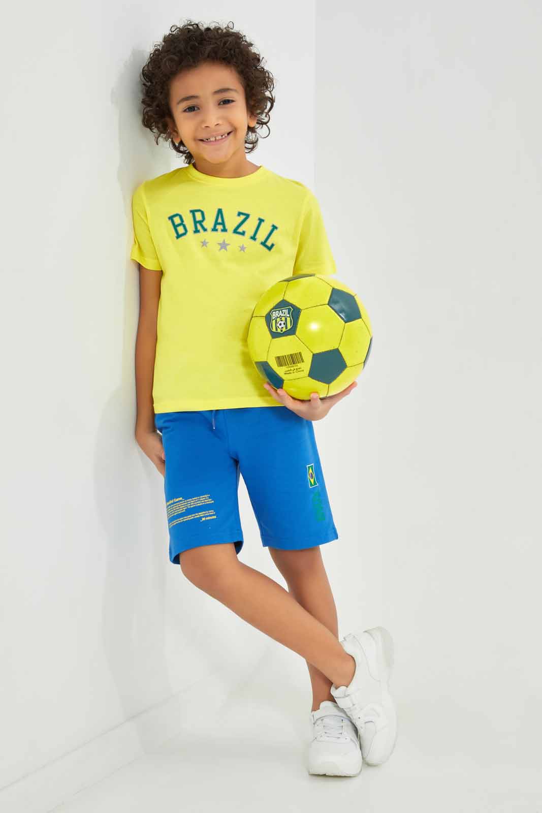 Boys Yellow And Blue Brazil Set (2 Piece)