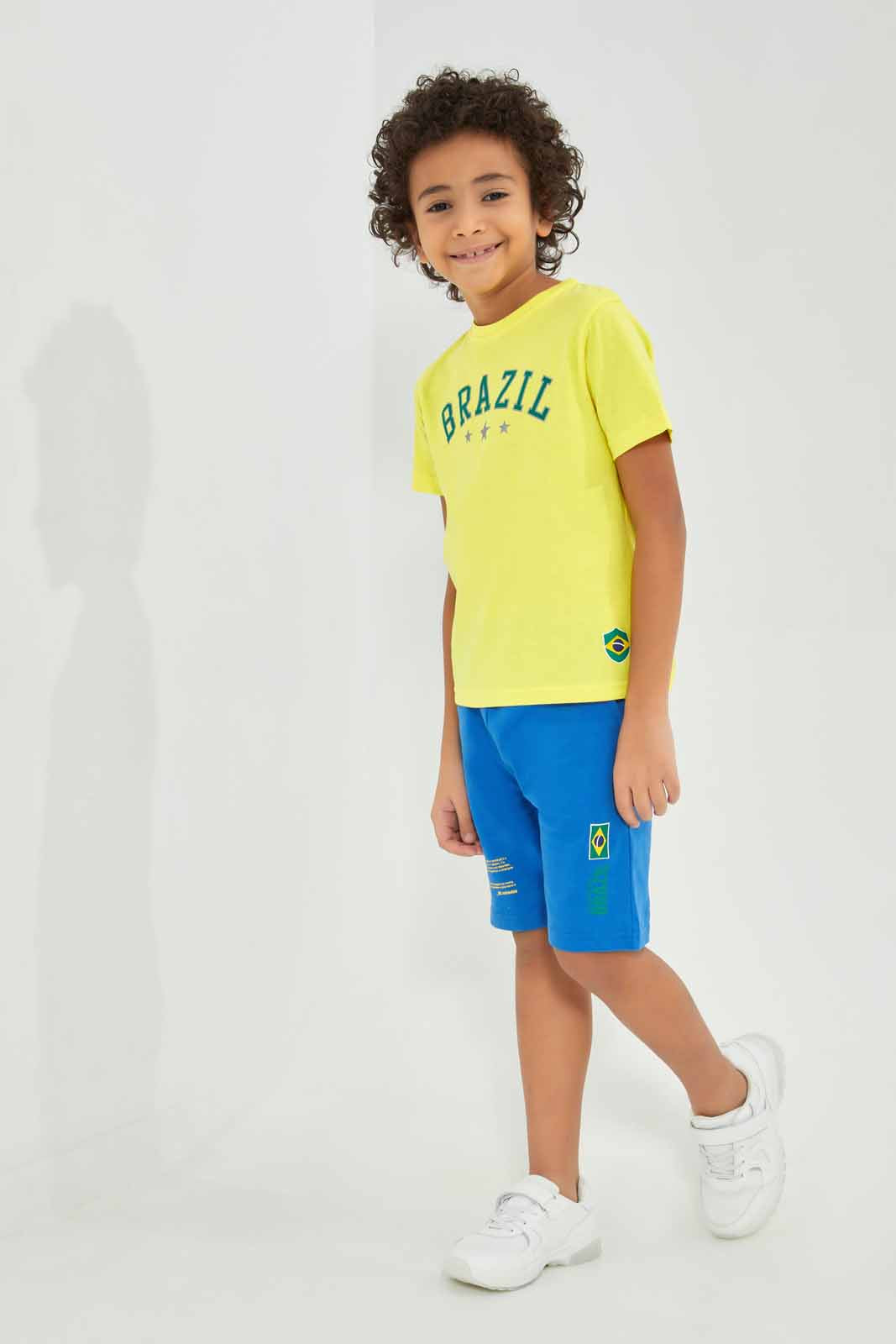 Boys Yellow And Blue Brazil Set (2 Piece)