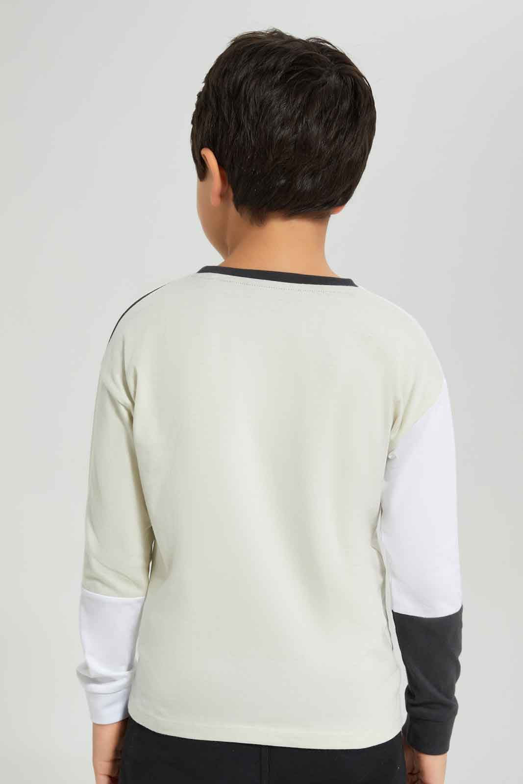 Redtag-Boys-Grey-Cut-And-Sew-T-Shirt-BOY-T-Shirts,-Category:T-Shirts,-Colour:Grey,-Deals:New-In,-Dept:Boys,-Filter:Boys-(2-to-8-Yrs),-New-In-BOY-APL,-Non-Sale,-Section:Boys-(0-to-14Yrs),-W22B-Boys-2 to 8 Years