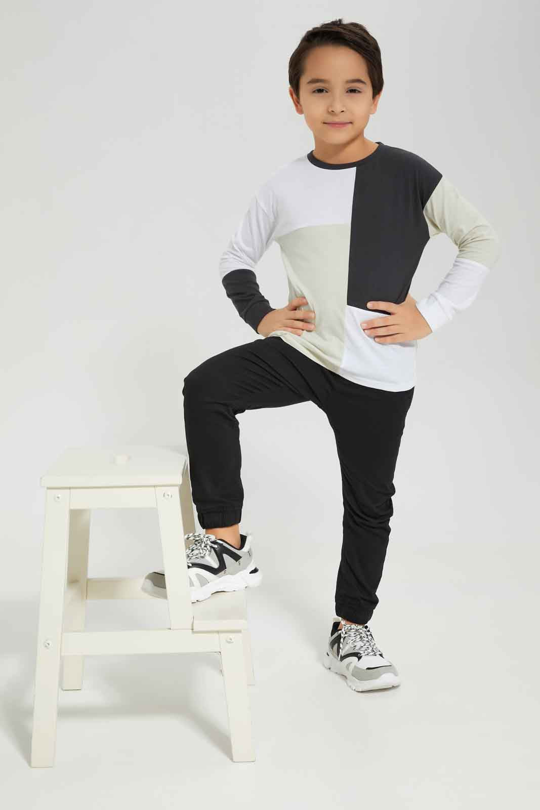 Redtag-Boys-Grey-Cut-And-Sew-T-Shirt-BOY-T-Shirts,-Category:T-Shirts,-Colour:Grey,-Deals:New-In,-Dept:Boys,-Filter:Boys-(2-to-8-Yrs),-New-In-BOY-APL,-Non-Sale,-Section:Boys-(0-to-14Yrs),-W22B-Boys-2 to 8 Years