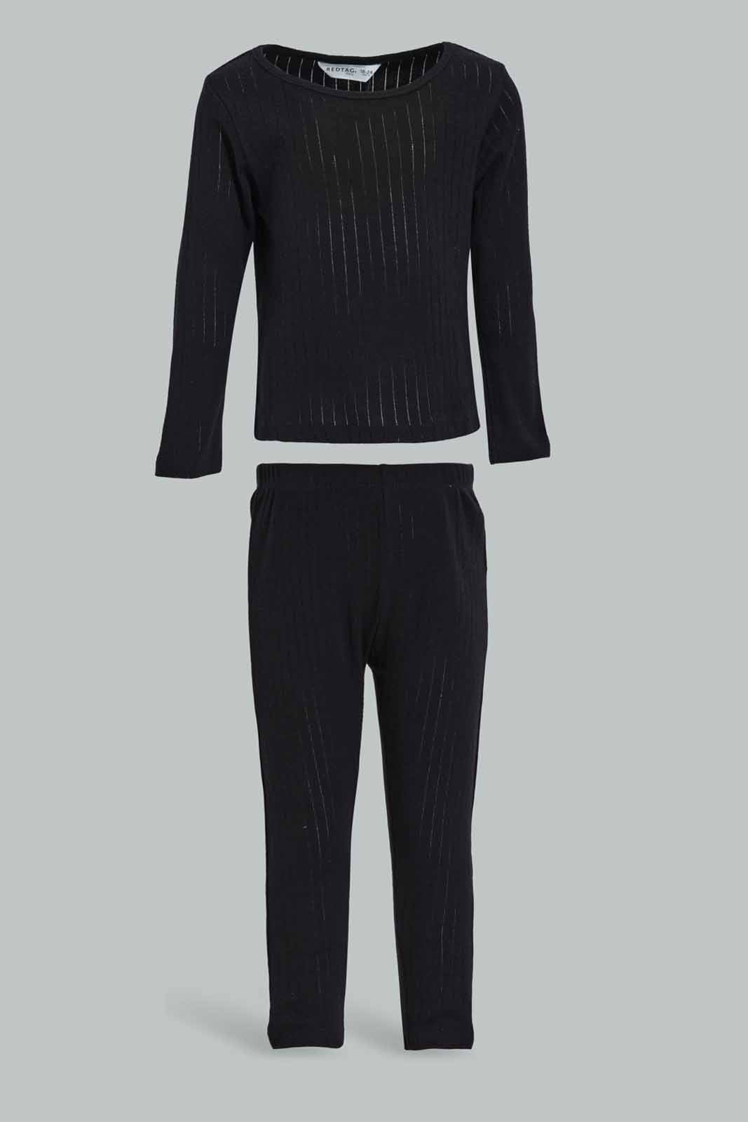 Redtag-Boys-Black-Rib-Pj-Set-Category:Pyjama-Sets,-Colour:Black,-Deals:New-In,-Filter:Infant-Boys-(3-to-24-Mths),-INB-Pyjama-Sets,-New-In-INB-APL,-Non-Sale,-Section:Boys-(0-to-14Yrs),-W22B-Infant-Boys-3 to 24 Months