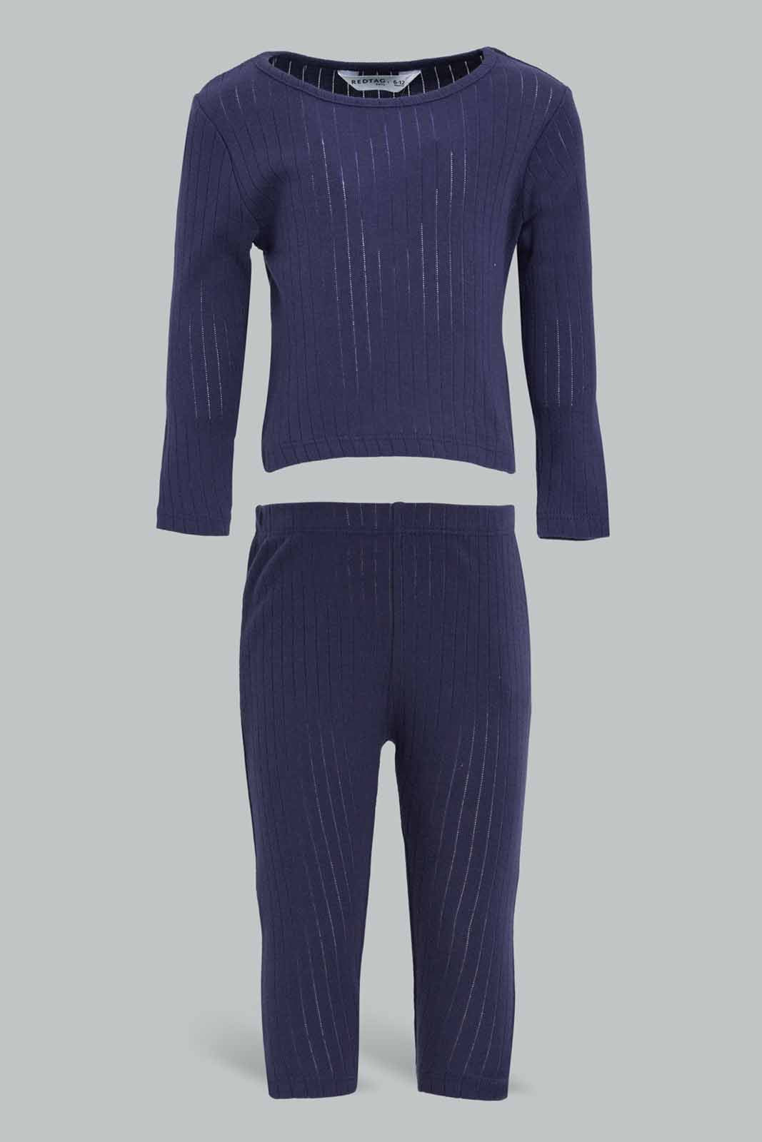 Redtag-Boys-Navy-Rib-Pj-Set-Category:Pyjama-Sets,-Colour:Navy,-Deals:New-In,-Filter:Infant-Boys-(3-to-24-Mths),-INB-Pyjama-Sets,-New-In-INB-APL,-Non-Sale,-Section:Boys-(0-to-14Yrs),-W22B-Infant-Boys-3 to 24 Months