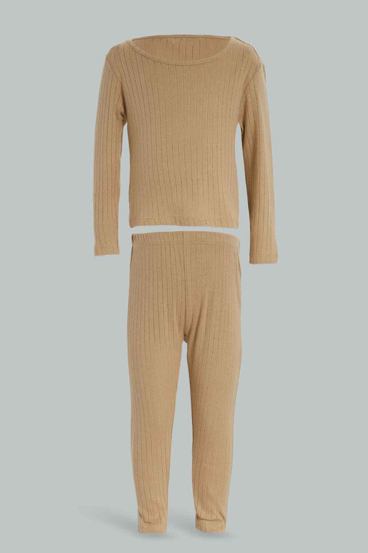 Redtag-Boys-Stone-Rib-Pj-Set-Category:Pyjama-Sets,-Colour:Beige,-Deals:New-In,-Filter:Infant-Boys-(3-to-24-Mths),-INB-Pyjama-Sets,-New-In-INB-APL,-Non-Sale,-Section:Boys-(0-to-14Yrs),-W22B-Infant-Boys-3 to 24 Months
