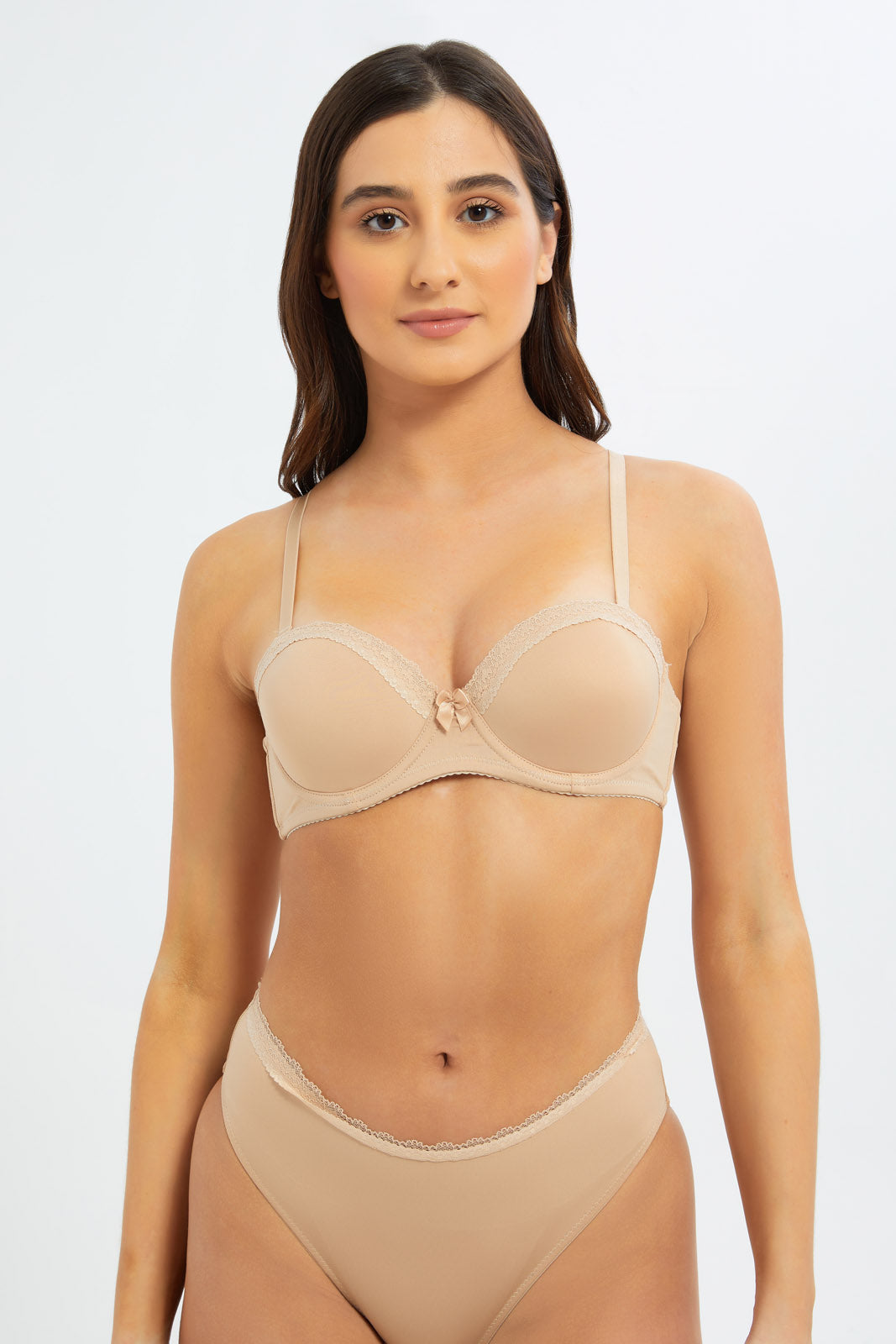 Women Beige Lace Multiway Balconette Bra