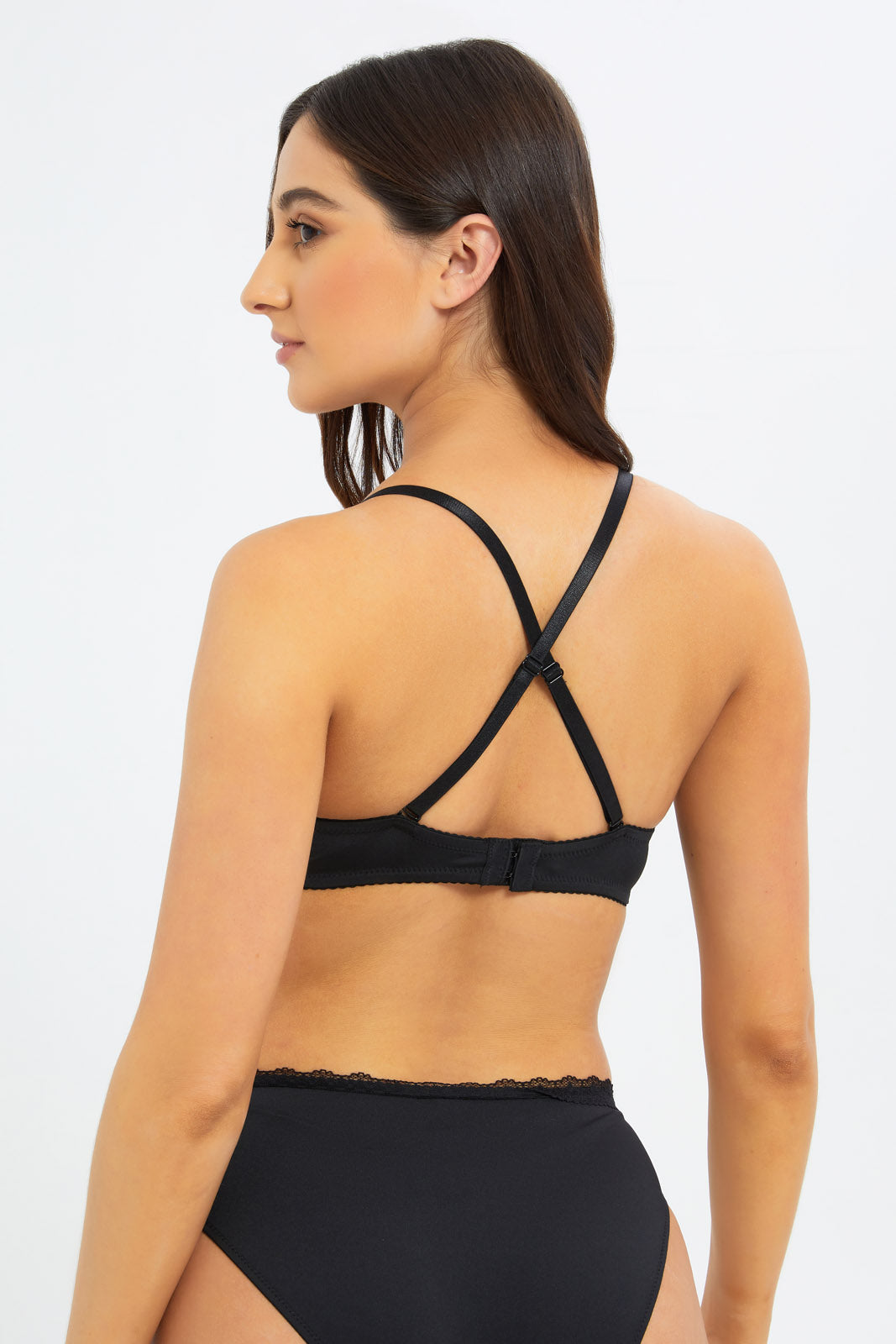 Women Black Lace Multiway Balconette Bra
