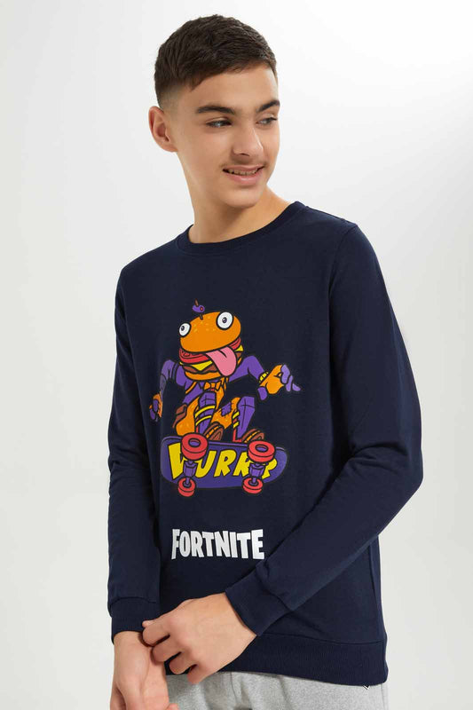 Redtag-Boys-Navy-Frotnite-Sweatshirt-BSR-Sweatshirts,-Category:Sweatshirts,-Colour:Navy,-Deals:New-In,-Dept:Boys,-Filter:Senior-Boys-(8-to-14-Yrs),-New-In-BSR-APL,-Non-Sale,-S23A,-Section:Boys-(0-to-14Yrs),-TBL-Senior-Boys-9 to 14 Years