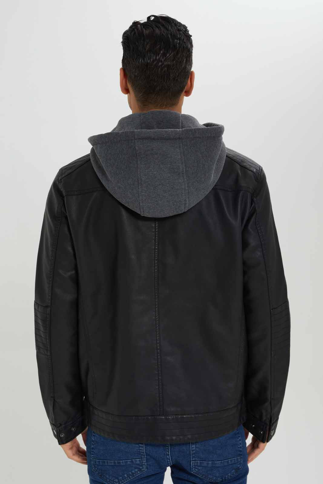 Redtag-Men-Black-Pu-Jacket-With-Hood-Category:Jackets,-Colour:Black,-Deals:New-In,-Dept:Menswear,-Filter:Men's-Clothing,-Men-Jackets,-New-In-Men-APL,-Non-Sale,-S23A,-Section:Men-Men's-