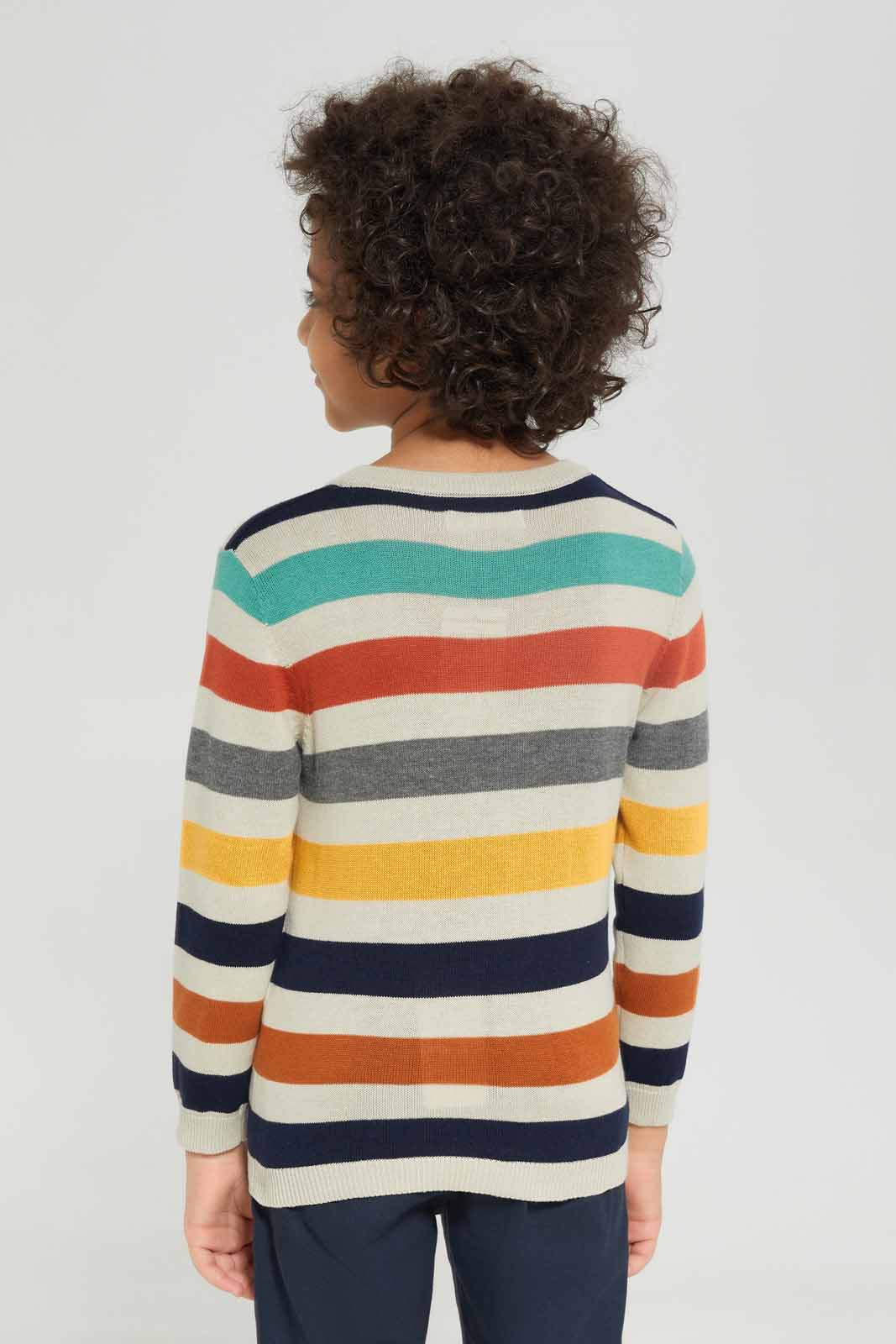 Redtag-Boys-Beige-Stripe-Crewneck-Jumper-BOY-Pullovers,-Category:Pullovers,-Colour:Beige,-Deals:New-In,-Dept:Boys,-Filter:Boys-(2-to-8-Yrs),-New-In-BOY-APL,-Non-Sale,-Section:Boys-(0-to-14Yrs),-TBL,-W22A-Boys-2 to 8 Years