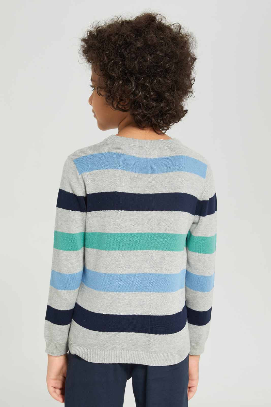 Redtag-Boys-Grey-Stripe-Crewneck-Jumper-BOY-Pullovers,-Category:Pullovers,-Colour:Grey,-Deals:New-In,-Dept:Boys,-Filter:Boys-(2-to-8-Yrs),-New-In-BOY-APL,-Non-Sale,-Section:Boys-(0-to-14Yrs),-TBL,-W22A-Boys-2 to 8 Years