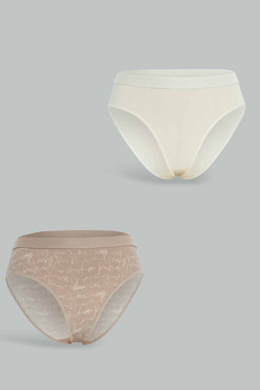 Redtag-Women-Nude-Printed/-Ivory-Plain-Boyleg-Brief-(2-Pack)-Category:Briefs,-Colour:Assorted,-Deals:New-In,-Dept:Ladieswear,-Filter:Women's-Clothing,-New-In-Women-APL,-Non-Sale,-S23A,-Section:Women,-Women-Briefs--