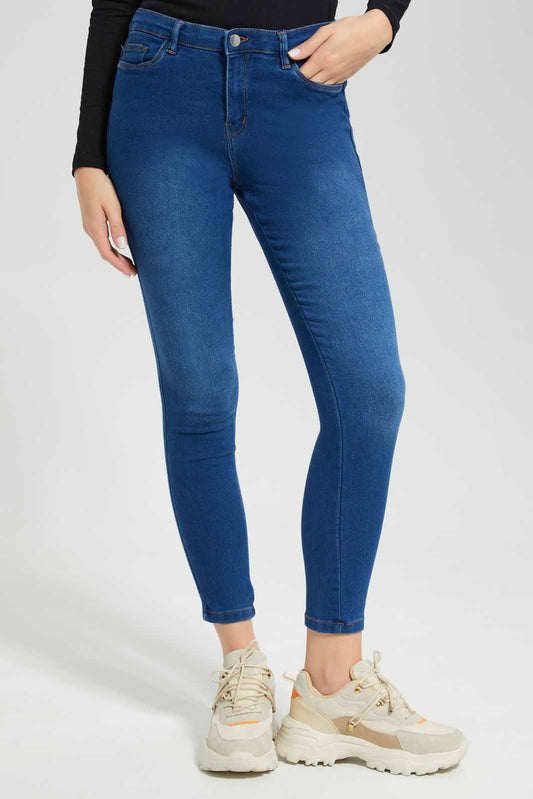 Redtag-Women-Dark-Wash-Skinny-Mid-Waist-Jeans-Category:Jeans,-Colour:Dark-Wash,-Deals:New-In,-Filter:Women's-Clothing,-New-In-Women-APL,-Non-Sale,-Section:Women,-W22B,-Women-Jeans-Women's-