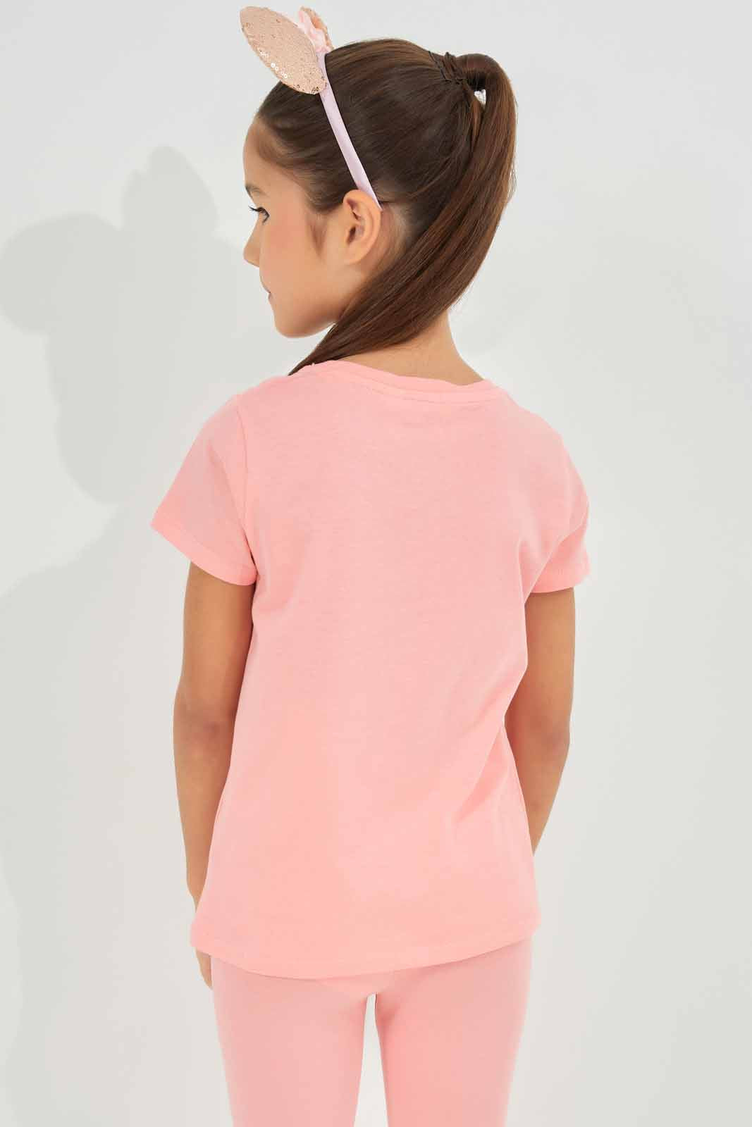 Redtag-Girls-Ss-Flower-Tee--Pink-Category:T-Shirts,-Colour:Apricot,-Deals:New-In,-Dept:Girls,-Filter:Girls-(2-to-8-Yrs),-GIR-T-Shirts,-New-In-GIR-APL,-Non-Sale,-Section:Girls-(0-to-14Yrs),-TBL,-W22A-Girls-2 to 8 Years