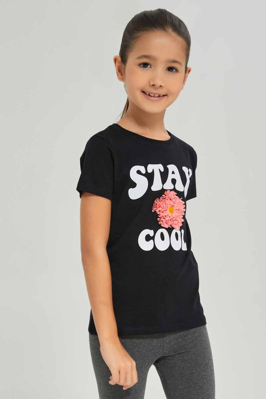 Redtag-Girls-Ss-Cherry-Tee---Black-Category:T-Shirts,-Colour:Black,-Deals:New-In,-Dept:Girls,-Filter:Girls-(2-to-8-Yrs),-GIR-T-Shirts,-New-In-GIR-APL,-Non-Sale,-Section:Girls-(0-to-14Yrs),-TBL,-W22A-Girls-2 to 8 Years