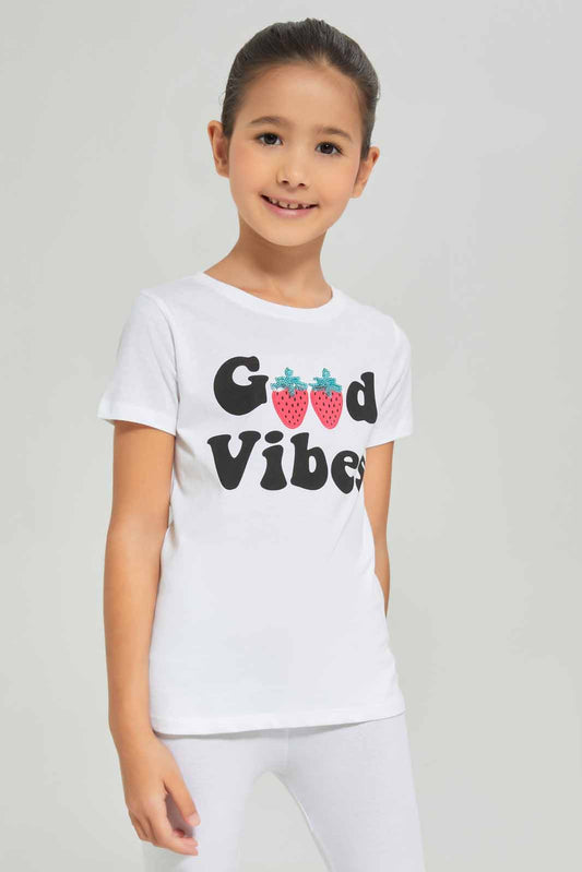 Redtag-Girls-Ss-Sunflower-Tee---White-Category:T-Shirts,-Colour:White,-Deals:New-In,-Dept:Girls,-Filter:Girls-(2-to-8-Yrs),-GIR-T-Shirts,-New-In-GIR-APL,-Non-Sale,-Section:Girls-(0-to-14Yrs),-TBL,-W22A-Girls-2 to 8 Years