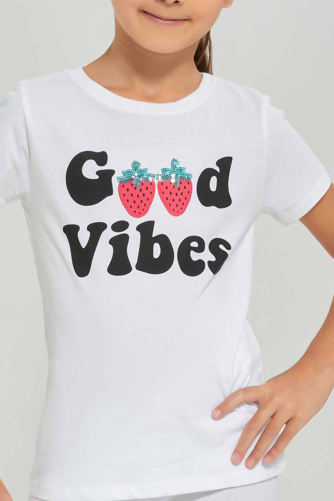 Redtag-Girls-Ss-Sunflower-Tee---White-Category:T-Shirts,-Colour:White,-Deals:New-In,-Dept:Girls,-Filter:Girls-(2-to-8-Yrs),-GIR-T-Shirts,-New-In-GIR-APL,-Non-Sale,-Section:Girls-(0-to-14Yrs),-TBL,-W22A-Girls-2 to 8 Years