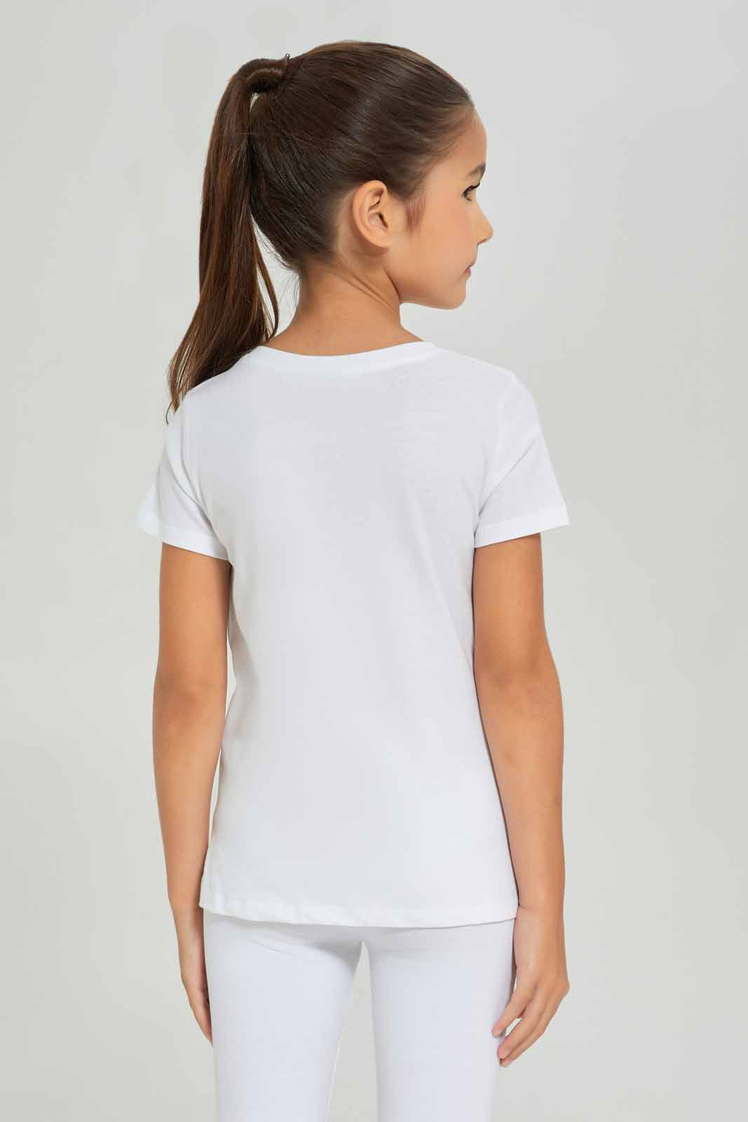 Redtag-Girls-Ss-Sunflower-Tee---White-Category:T-Shirts,-Colour:White,-Deals:New-In,-Dept:Girls,-Filter:Girls-(2-to-8-Yrs),-GIR-T-Shirts,-New-In-GIR-APL,-Non-Sale,-Section:Girls-(0-to-14Yrs),-TBL,-W22A-Girls-2 to 8 Years
