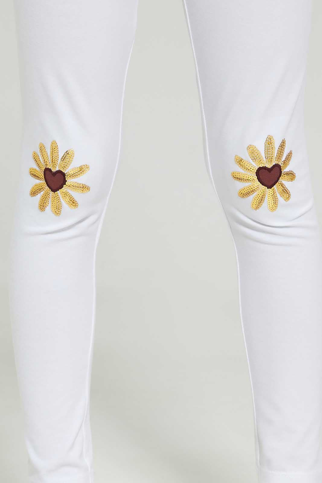 Redtag-Girls-Legging---Knee-Placement-Strawberry-White-Category:Leggings,-Colour:White,-Deals:New-In,-Dept:Girls,-Filter:Girls-(2-to-8-Yrs),-GIR-Leggings,-New-In-GIR-APL,-Non-Sale,-Section:Girls-(0-to-14Yrs),-TBL,-W22A-Girls-2 to 8 Years