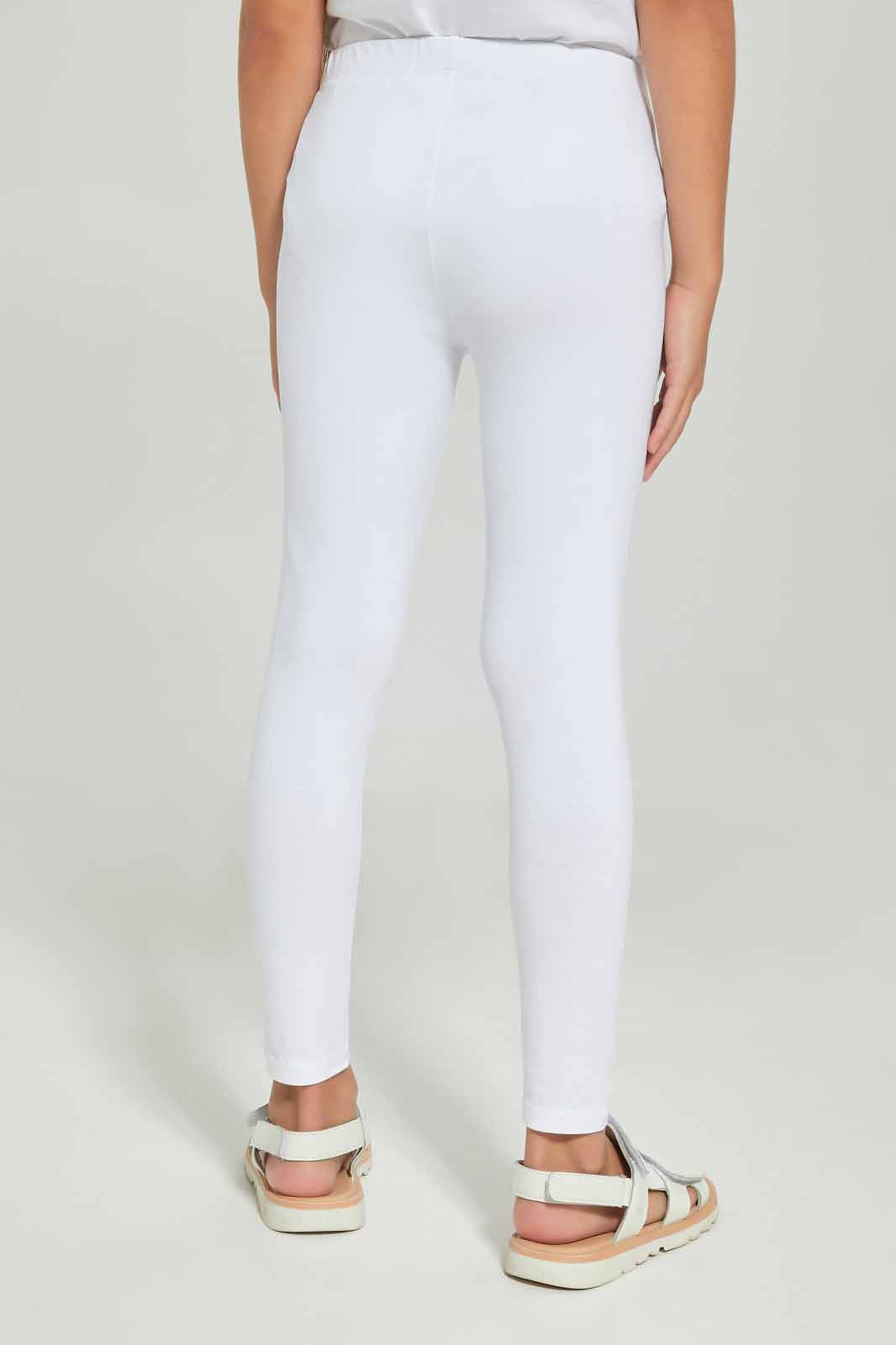 Redtag-Girls-Legging---Knee-Placement-Strawberry-White-Category:Leggings,-Colour:White,-Deals:New-In,-Dept:Girls,-Filter:Girls-(2-to-8-Yrs),-GIR-Leggings,-New-In-GIR-APL,-Non-Sale,-Section:Girls-(0-to-14Yrs),-TBL,-W22A-Girls-2 to 8 Years