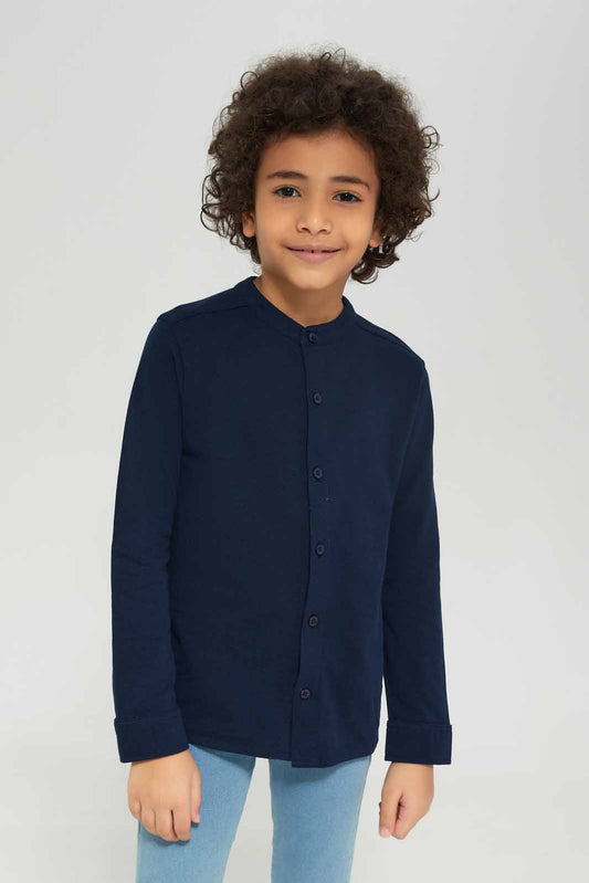 Redtag-Boys-Navy-Long-Sleeve-Pique-Shirt-BOY-Shirts,-Category:Shirts,-Colour:Navy,-Deals:New-In,-Dept:Boys,-Filter:Boys-(2-to-8-Yrs),-New-In-BOY-APL,-Non-Sale,-S23A,-Section:Boys-(0-to-14Yrs),-TBL-Boys-2 to 8 Years