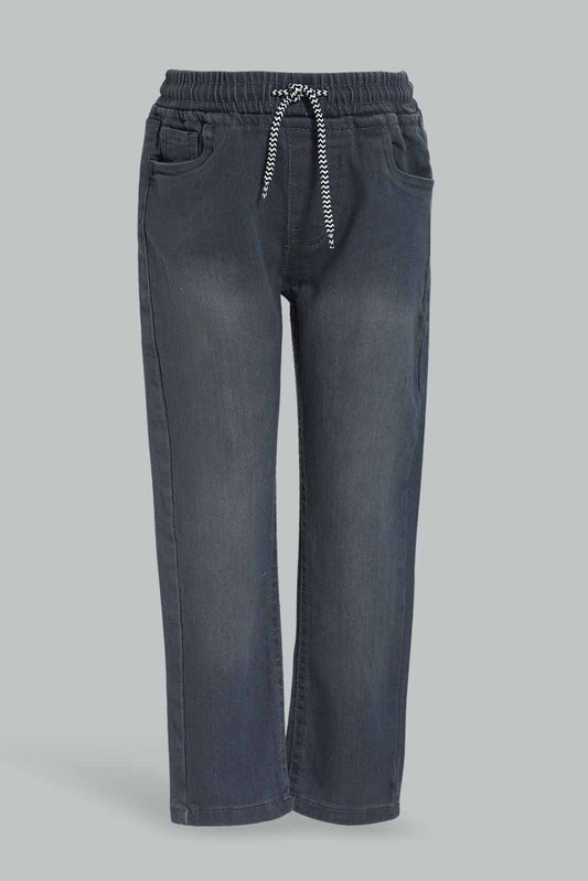 Redtag-Boys-Dark-Grey-Elasticated-Waist-Jean-365,-BOY-Jeans,-Category:Jeans,-Colour:Charcoal,-Deals:New-In,-Dept:Boys,-Filter:Boys-(2-to-8-Yrs),-New-In-BOY-APL,-Non-Sale,-Section:Boys-(0-to-14Yrs),-TBL-Boys-2 to 8 Years