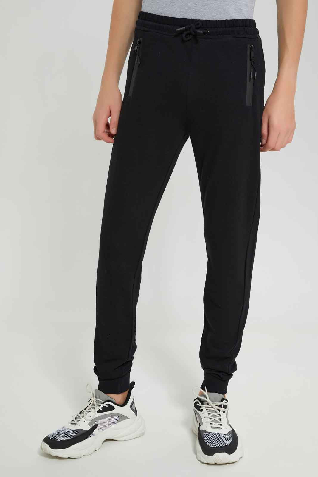Redtag-Boys-Black-Heatseal-Zip-Active-Pants-BSR-Joggers,-Category:Joggers,-Colour:Black,-Deals:New-In,-Dept:Boys,-Filter:Senior-Boys-(8-to-14-Yrs),-New-In-BSR-APL,-Non-Sale,-Section:Boys-(0-to-14Yrs),-W22B-Senior-Boys-9 to 14 Years