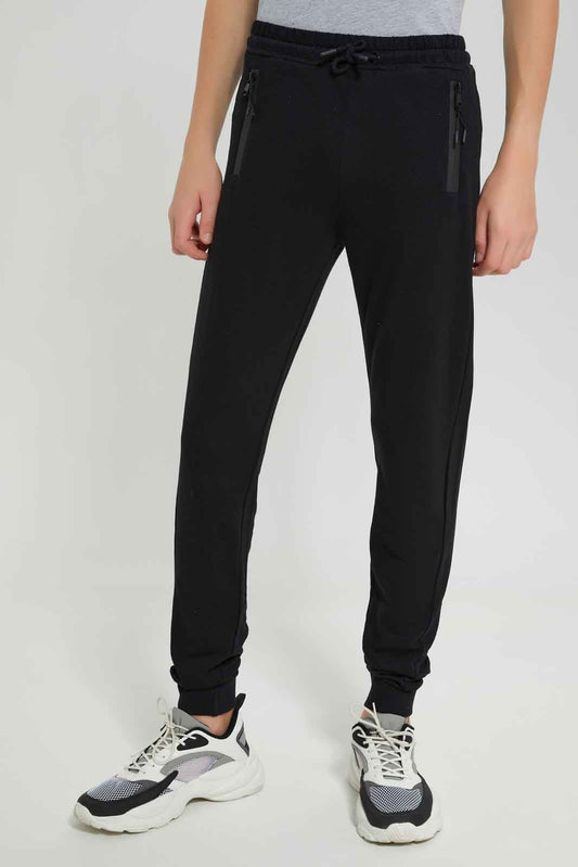 Redtag-Boys-Black-Heatseal-Zip-Active-Pants-BSR-Joggers,-Category:Joggers,-Colour:Black,-Deals:New-In,-Dept:Boys,-Filter:Senior-Boys-(8-to-14-Yrs),-New-In-BSR-APL,-Non-Sale,-Section:Boys-(0-to-14Yrs),-W22B-Senior-Boys-9 to 14 Years