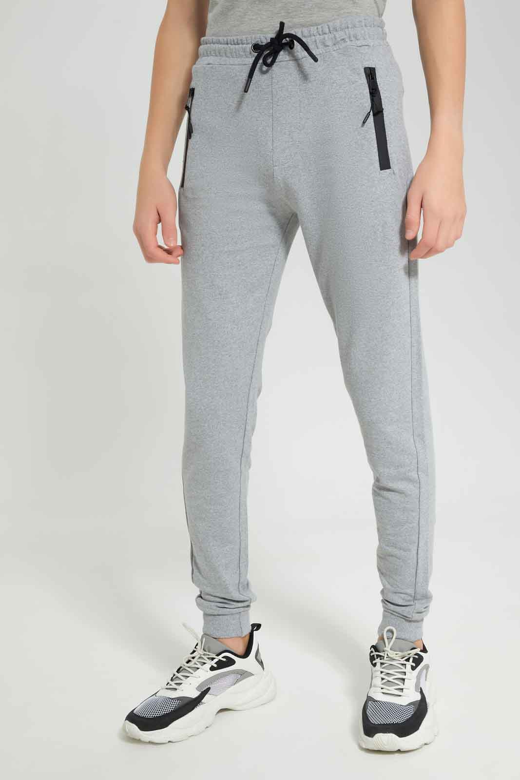 Redtag-Boys-Grey-Heatseal-Zip-Active-Pants-BSR-Joggers,-Category:Joggers,-Colour:Grey-Melange,-Deals:New-In,-Dept:Boys,-Filter:Senior-Boys-(8-to-14-Yrs),-New-In-BSR-APL,-Non-Sale,-Section:Boys-(0-to-14Yrs),-W22B-Senior-Boys-9 to 14 Years
