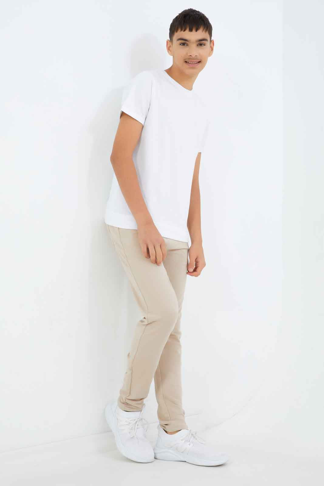 Redtag-Boys-Beige-Stretch-Active-Pants-BSR-Joggers,-Category:Joggers,-Colour:Beige,-Deals:New-In,-Dept:Boys,-Filter:Senior-Boys-(8-to-14-Yrs),-New-In-BSR-APL,-Non-Sale,-S23A,-Section:Boys-(0-to-14Yrs),-VLM-Senior-Boys-9 to 14 Years