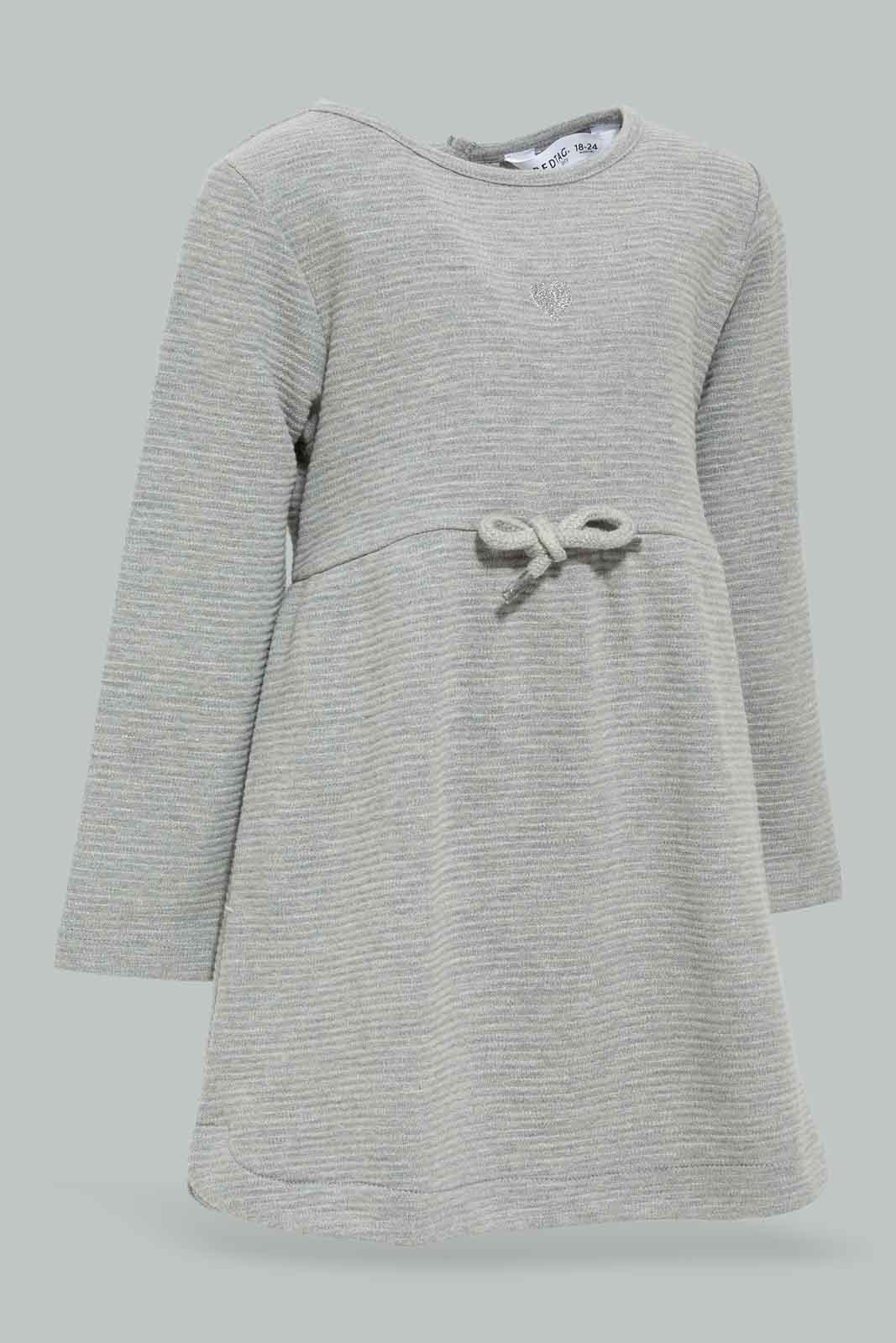 Redtag-Girls-Grey-Silver-Stripes-Dress-Category:Dresses,-Colour:Grey,-Deals:New-In,-Dept:Girls,-Filter:Infant-Girls-(3-to-24-Mths),-ING-Dresses,-New-In-ING-APL,-Non-Sale,-Section:Girls-(0-to-14Yrs),-W22B-Infant-Girls-3 to 24 Months
