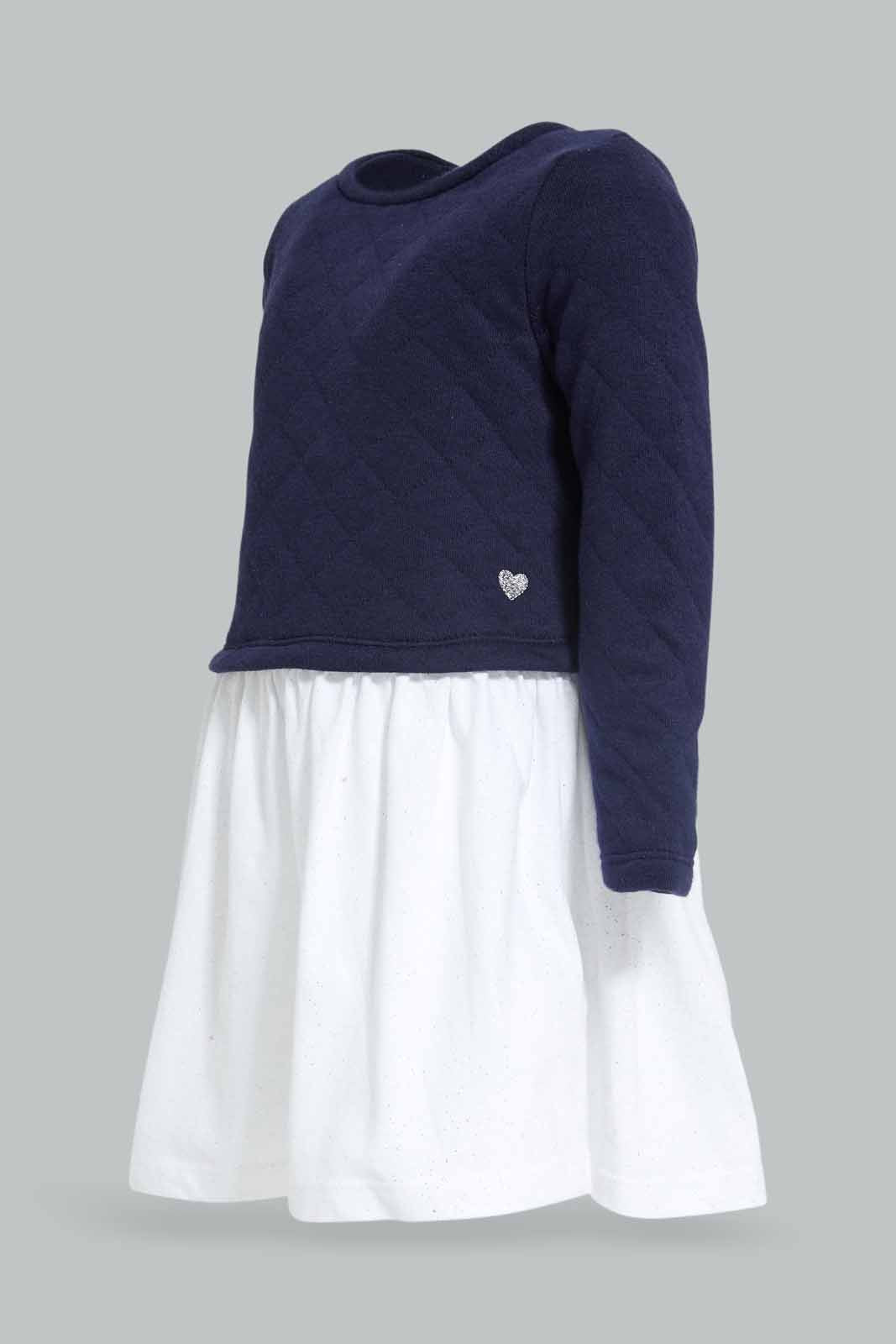Redtag-Girls-Navy-Textured-Fabric-Dress-Category:Dresses,-Colour:Navy,-Deals:New-In,-Dept:Girls,-Filter:Infant-Girls-(3-to-24-Mths),-ING-Dresses,-New-In-ING-APL,-Non-Sale,-Section:Girls-(0-to-14Yrs),-W22B-Infant-Girls-3 to 24 Months