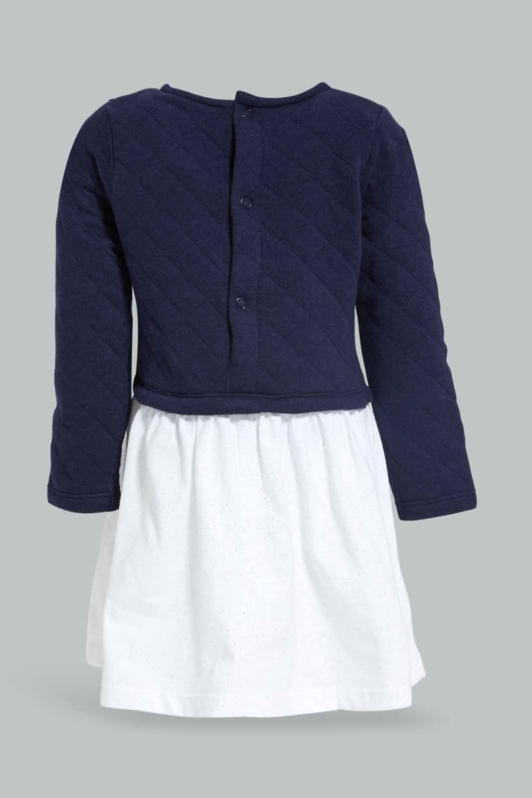 Redtag-Girls-Navy-Textured-Fabric-Dress-Category:Dresses,-Colour:Navy,-Deals:New-In,-Dept:Girls,-Filter:Infant-Girls-(3-to-24-Mths),-ING-Dresses,-New-In-ING-APL,-Non-Sale,-Section:Girls-(0-to-14Yrs),-W22B-Infant-Girls-3 to 24 Months