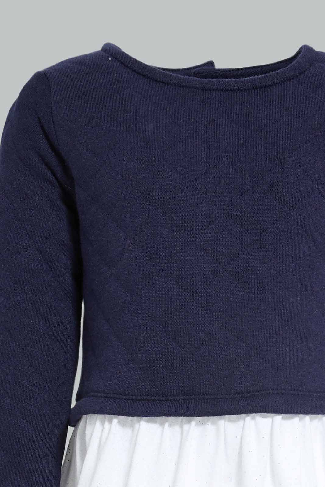 Redtag-Girls-Navy-Textured-Fabric-Dress-Category:Dresses,-Colour:Navy,-Deals:New-In,-Dept:Girls,-Filter:Infant-Girls-(3-to-24-Mths),-ING-Dresses,-New-In-ING-APL,-Non-Sale,-Section:Girls-(0-to-14Yrs),-W22B-Infant-Girls-3 to 24 Months