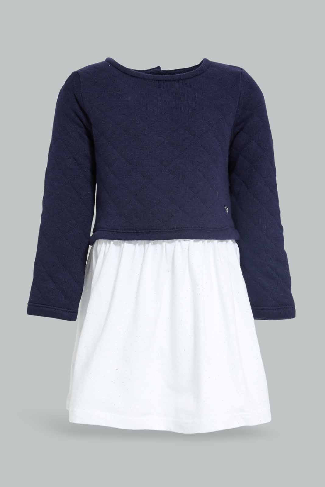 Redtag-Girls-Navy-Textured-Fabric-Dress-Category:Dresses,-Colour:Navy,-Deals:New-In,-Dept:Girls,-Filter:Infant-Girls-(3-to-24-Mths),-ING-Dresses,-New-In-ING-APL,-Non-Sale,-Section:Girls-(0-to-14Yrs),-W22B-Infant-Girls-3 to 24 Months