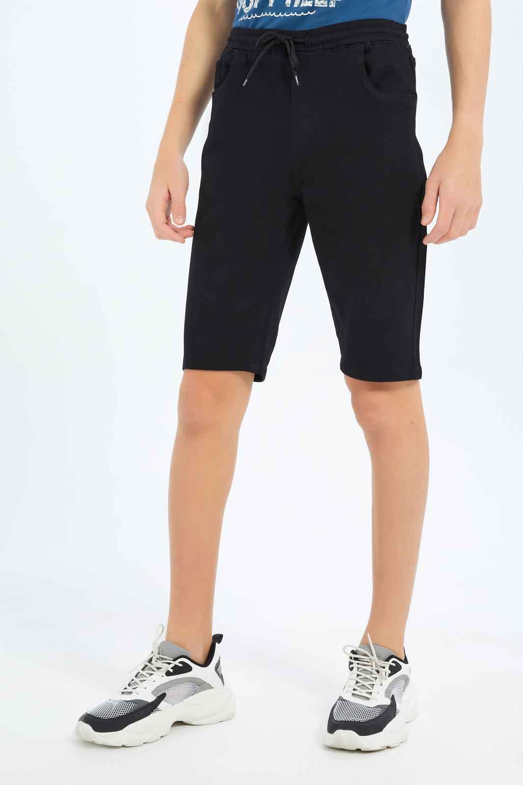 Redtag-Boys-Black-Pull-On-Short-BSR-Shorts,-Category:Shorts,-Colour:Black,-Deals:New-In,-Dept:Boys,-Filter:Senior-Boys-(8-to-14-Yrs),-New-In-BSR-APL,-Non-Sale,-S23B,-Section:Boys-(0-to-14Yrs),-TBL-Senior-Boys-9 to 14 Years