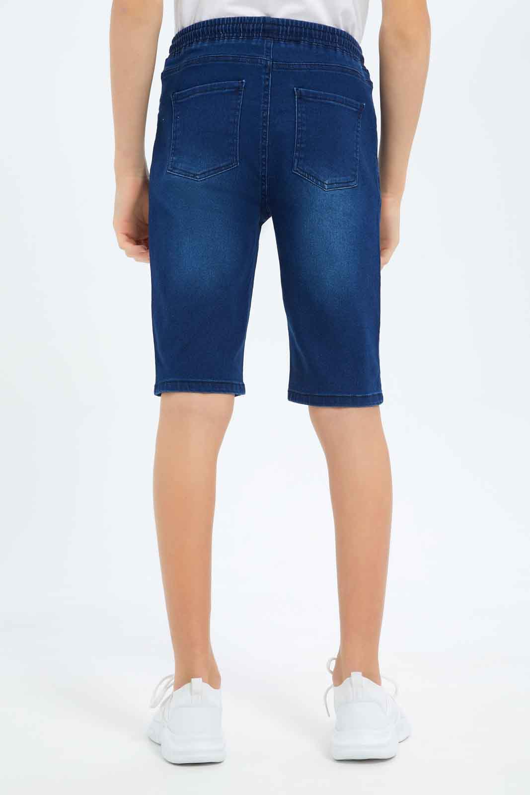 Redtag-Boys-Dark-Wash-Pull-On-Short-BSR-Shorts,-Category:Shorts,-Colour:Dark-Wash,-Deals:New-In,-Dept:Boys,-Filter:Senior-Boys-(8-to-14-Yrs),-New-In-BSR-APL,-Non-Sale,-S23B,-Section:Boys-(0-to-14Yrs),-TBL-Senior-Boys-9 to 14 Years
