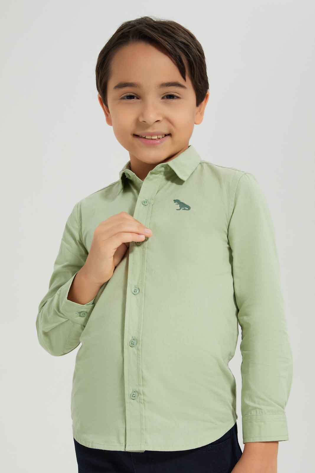 Redtag-Boys-Mint-Long-Sleeve-Embroidered-Poplin-Shirt-BOY-Shirts,-Category:Shirts,-Colour:Mint,-Deals:New-In,-Dept:Boys,-Filter:Boys-(2-to-8-Yrs),-New-In-BOY-APL,-Non-Sale,-S23A,-Section:Boys-(0-to-14Yrs),-VLM-Boys-2 to 8 Years