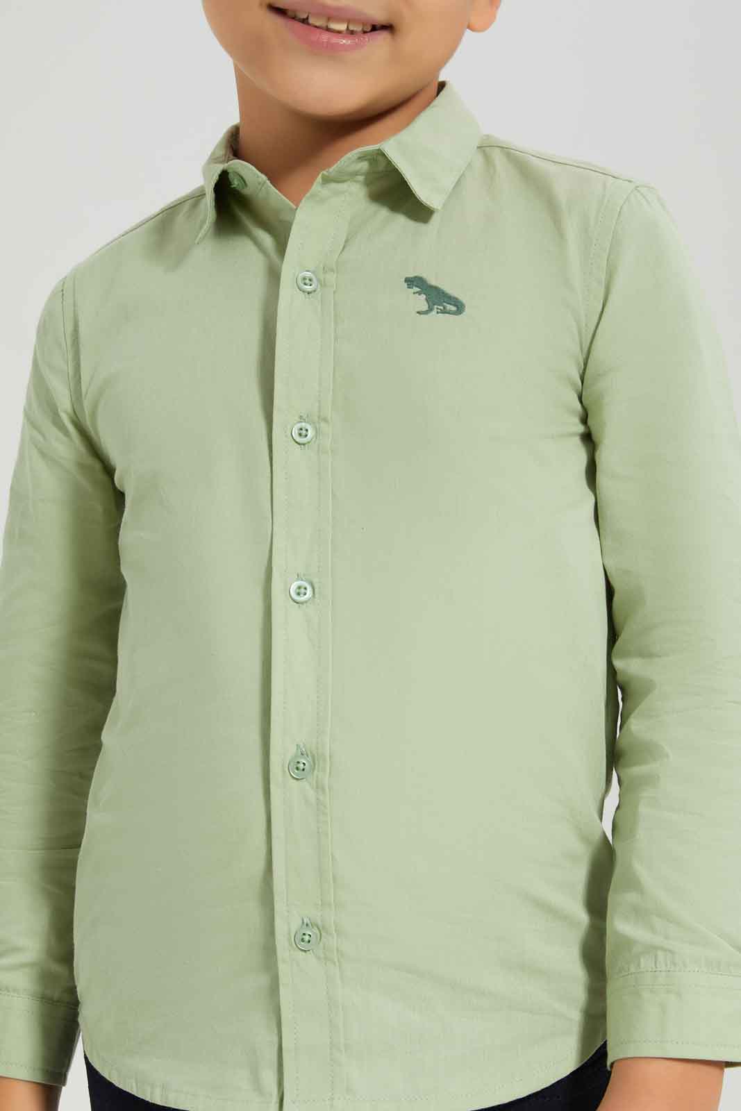 Redtag-Boys-Mint-Long-Sleeve-Embroidered-Poplin-Shirt-BOY-Shirts,-Category:Shirts,-Colour:Mint,-Deals:New-In,-Dept:Boys,-Filter:Boys-(2-to-8-Yrs),-New-In-BOY-APL,-Non-Sale,-S23A,-Section:Boys-(0-to-14Yrs),-VLM-Boys-2 to 8 Years