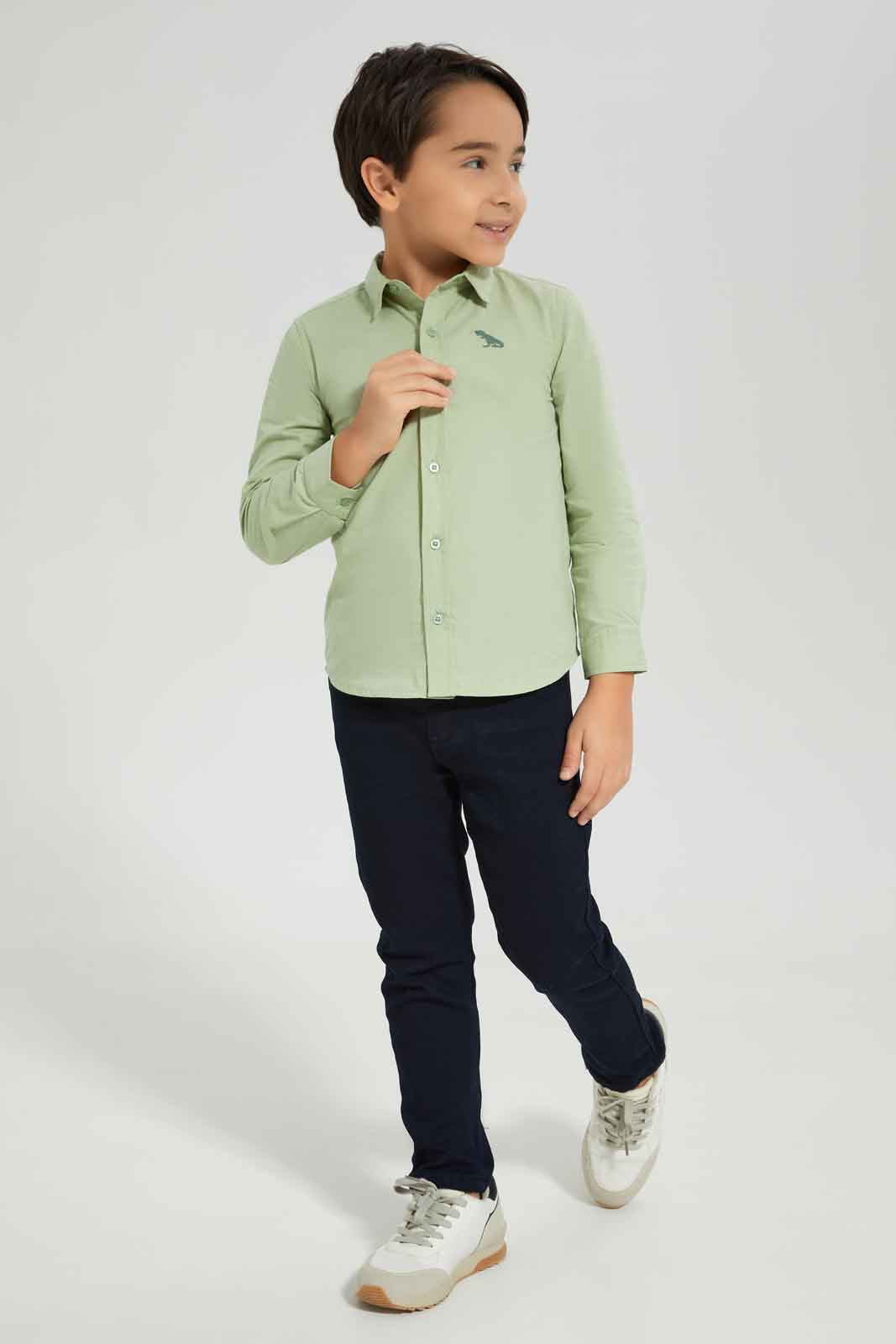 Redtag-Boys-Mint-Long-Sleeve-Embroidered-Poplin-Shirt-BOY-Shirts,-Category:Shirts,-Colour:Mint,-Deals:New-In,-Dept:Boys,-Filter:Boys-(2-to-8-Yrs),-New-In-BOY-APL,-Non-Sale,-S23A,-Section:Boys-(0-to-14Yrs),-VLM-Boys-2 to 8 Years