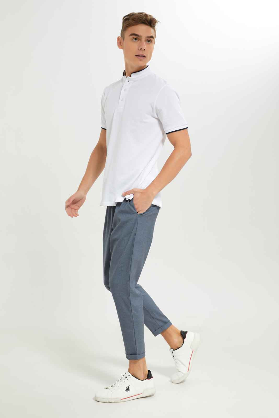 Redtag-Men-White-Standup-Collar-Polo-Shirt-Category:Polo-T-Shirts,-Colour:White,-Deals:New-In,-Dept:Menswear,-Filter:Men's-Clothing,-Men-Polo-T-Shirts,-New-In-Men-APL,-Non-Sale,-S23A,-Section:Men,-TBL-Men's-