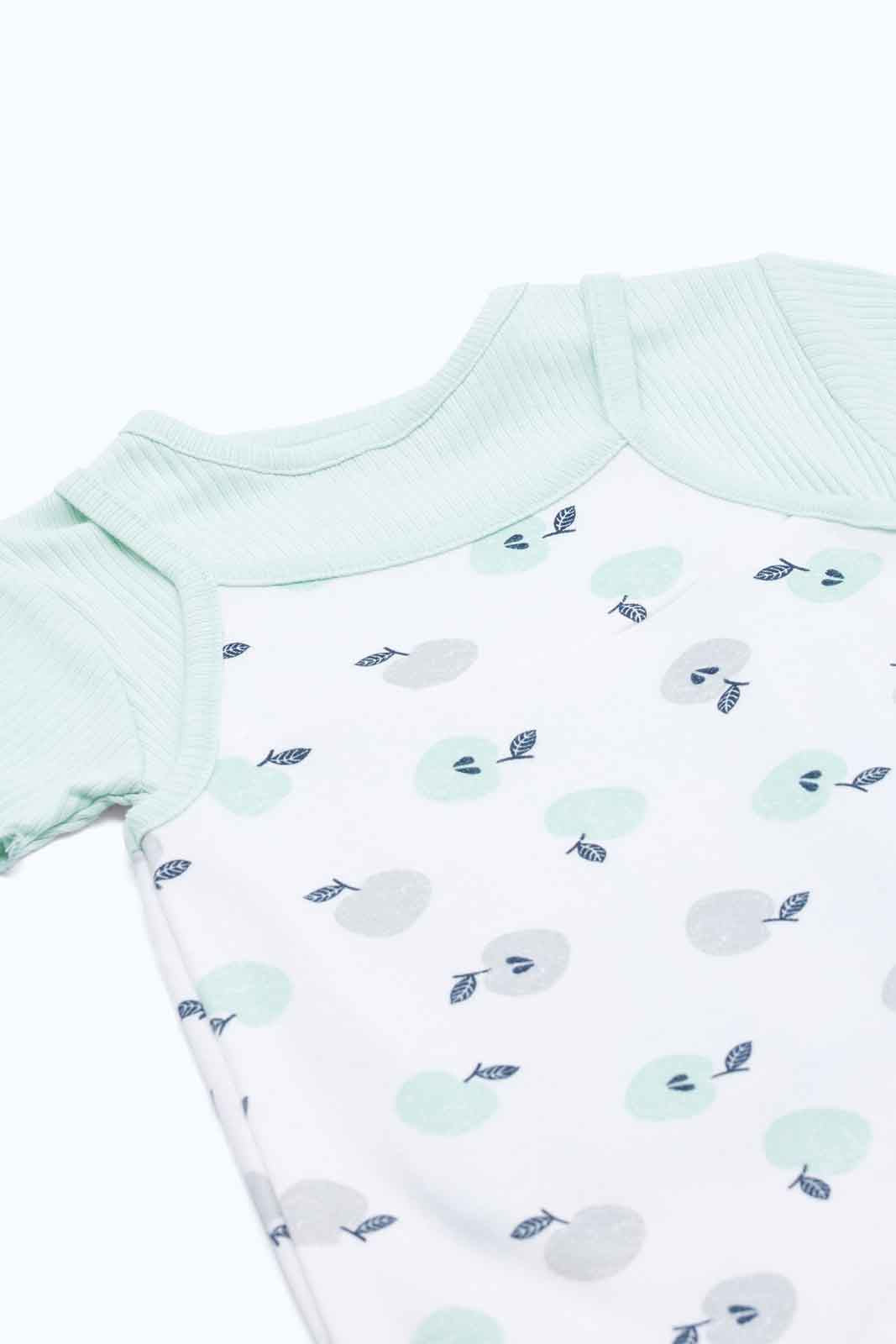 Redtag-Boys-White/Sage-Aop-Tshirt-Dungaree-Category:Rompers,-Colour:Assorted,-Deals:New-In,-Dept:New-Born,-Filter:Baby-(0-to-12-Mths),-NBB-Rompers,-New-In-NBB-APL,-Non-Sale,-S23B,-Section:Boys-(0-to-14Yrs)-Baby-0 to 12 Months