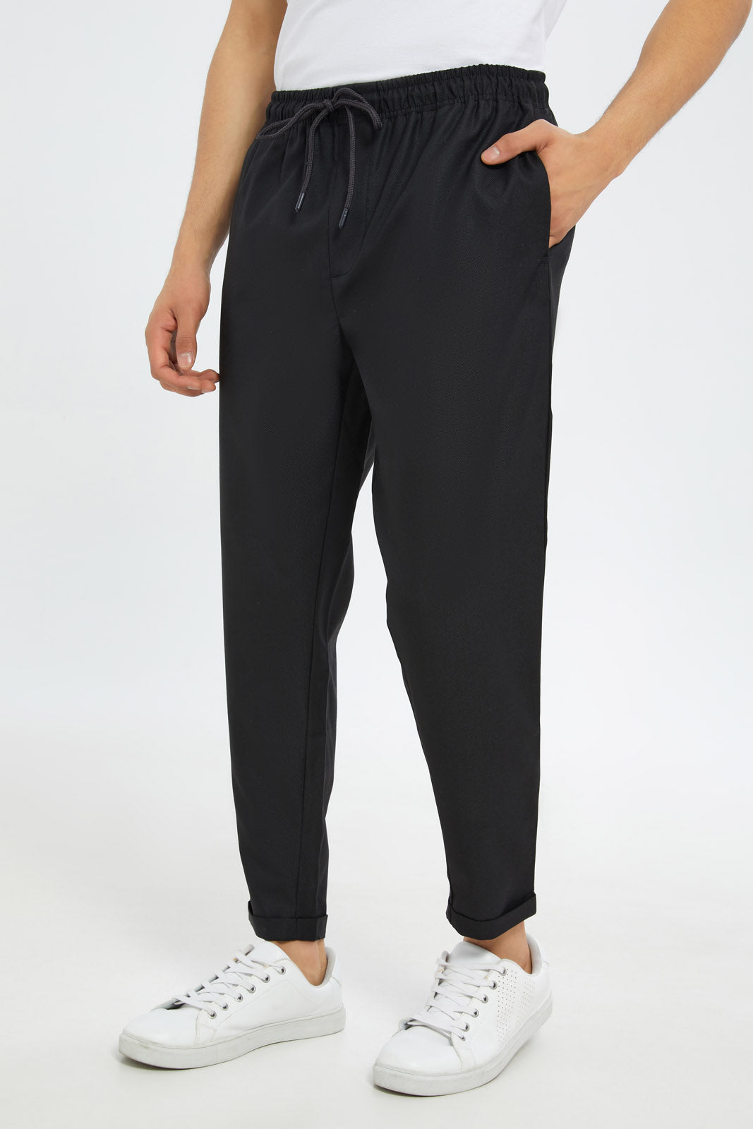 Redtag-Men-Black-Pull-On-Trousers-CAPSULE-BUY,-Category:Trousers,-Colour:Black,-Deals:New-In,-Dept:Menswear,-Filter:Men's-Clothing,-H1:MWR,-H2:GEN,-H3:TRS,-H4:CTR,-Men-Trousers,-New-In-Men-APL,-Non-Sale,-S23C,-Season:S23C,-Section:Men-Men's-