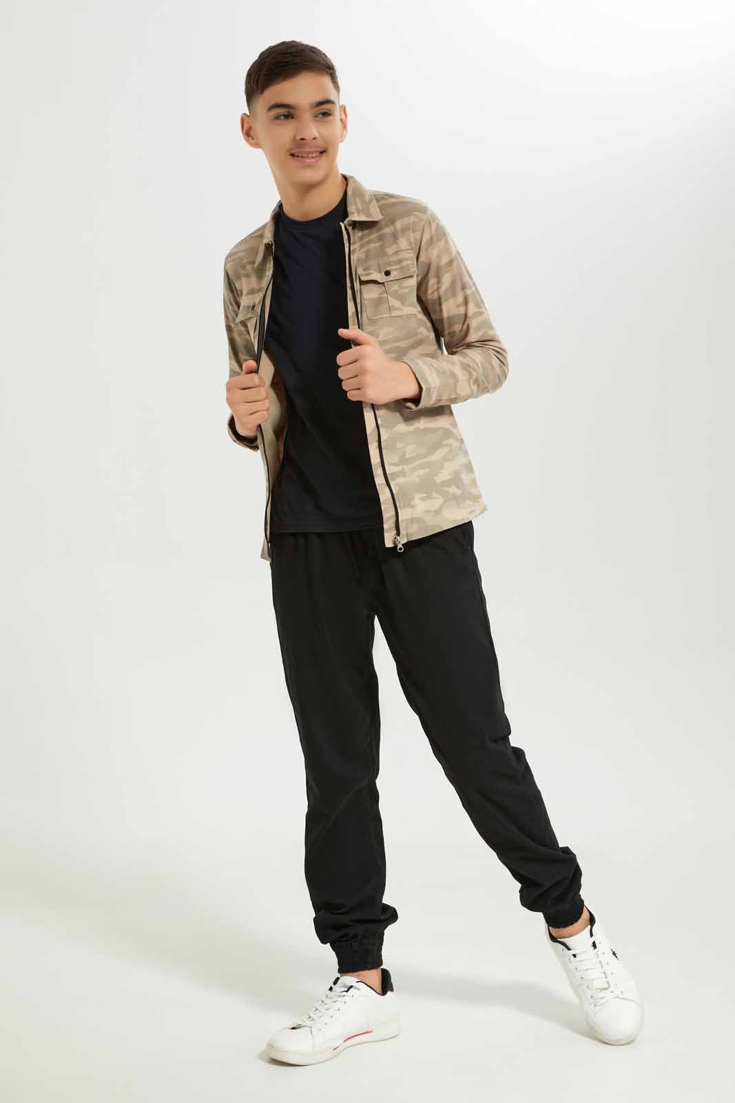 Redtag-Boys-Beige-Camo-Zipper-Shirt-With-Tee-BSR-Shirts,-Category:Shirts,-Colour:Beige,-Deals:New-In,-Dept:Boys,-Filter:Senior-Boys-(8-to-14-Yrs),-New-In-BSR-APL,-Non-Sale,-S23A,-Section:Boys-(0-to-14Yrs)-Senior-Boys-9 to 14 Years