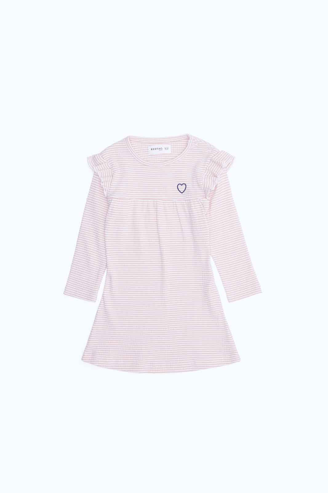 Redtag-Girls-Pink/White-Aop-Striped-Jacquard-Dress-Category:Dresses,-Colour:White,-Deals:3-FOR-90,-Deals:New-In,-Dept:New-Born,-Filter:Baby-(0-to-12-Mths),-H1:KWR,-H2:NBF,-H3:DRS,-H4:CAD,-NBG-Dresses,-New-In-NBG-APL,-Non-Sale,-Season:W22B,-Section:Boys-(0-to-14Yrs),-W22B-Baby-0 to 12 Months