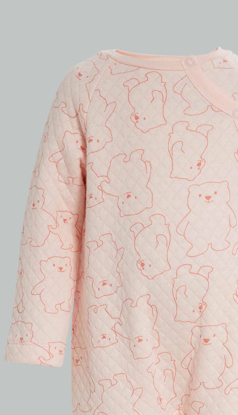 Redtag-Girls-Quilted-Romper-Aop-Teddy-Pink-Category:Rompers,-Colour:Assorted,-Deals:New-In,-Dept:New-Born,-Filter:Baby-(0-to-12-Mths),-NBG-Rompers,-New-In-NBG-APL,-Non-Sale,-Section:Boys-(0-to-14Yrs),-W22B-Baby-0 to 12 Months