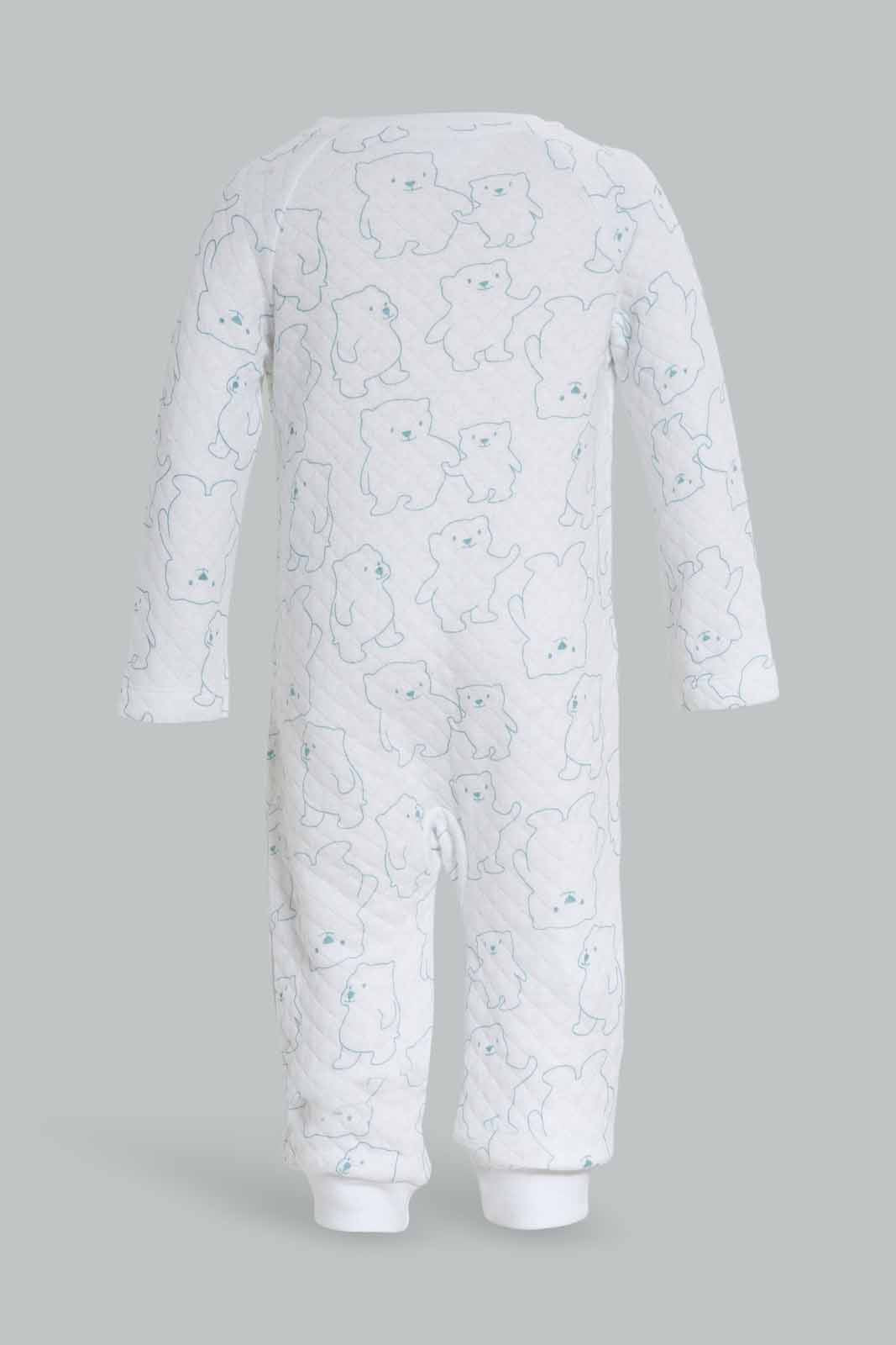 Redtag-Quilted-Romper-Aop-Teddy-White-Category:Rompers,-Colour:Assorted,-Deals:New-In,-Dept:New-Born,-Filter:Baby-(0-to-12-Mths),-NBF-Rompers,-New-In-NBF-APL,-Non-Sale,-Section:Boys-(0-to-14Yrs),-W22B-Baby-0 to 12 Months