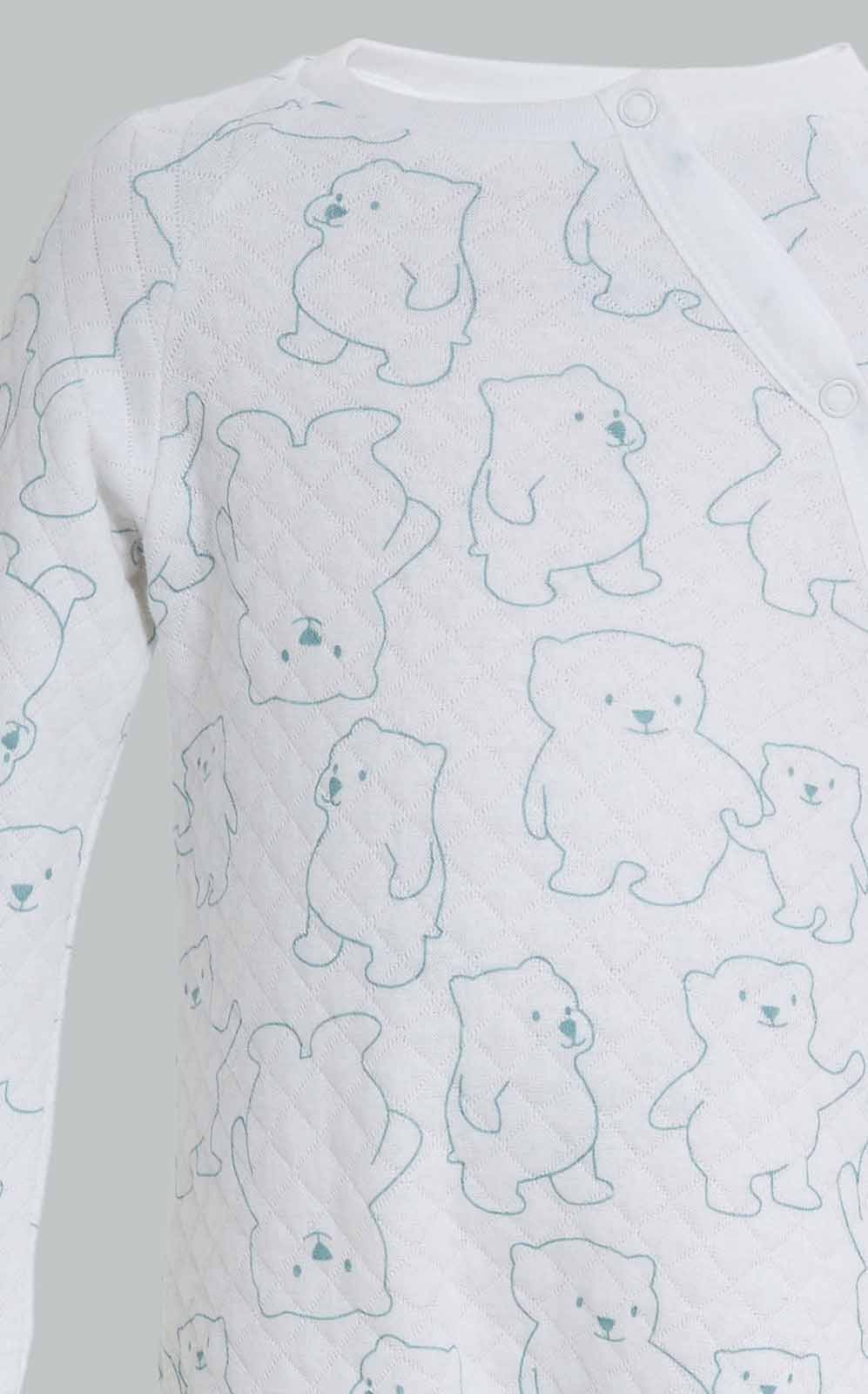 Redtag-Quilted-Romper-Aop-Teddy-White-Category:Rompers,-Colour:Assorted,-Deals:New-In,-Dept:New-Born,-Filter:Baby-(0-to-12-Mths),-NBF-Rompers,-New-In-NBF-APL,-Non-Sale,-Section:Boys-(0-to-14Yrs),-W22B-Baby-0 to 12 Months