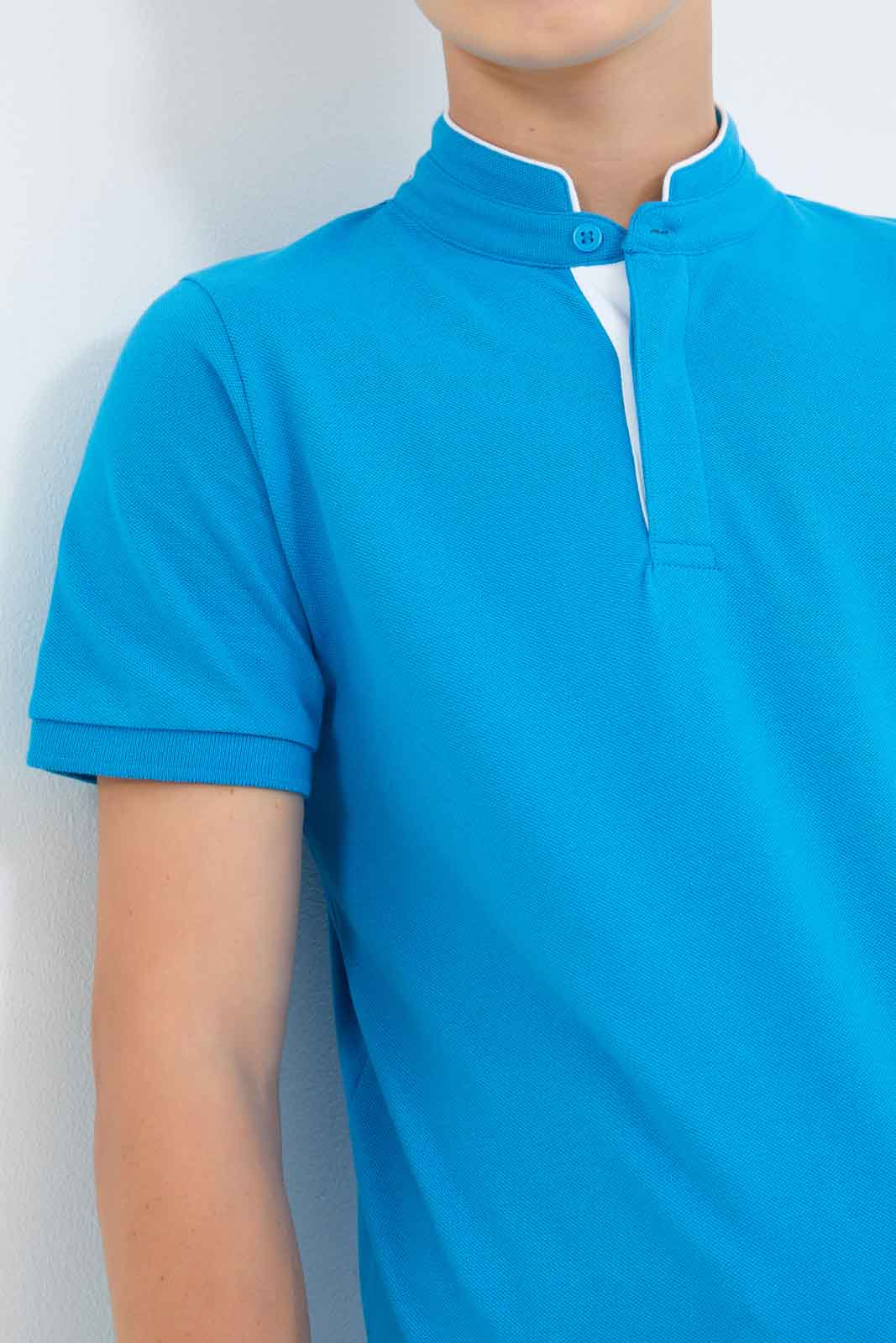 Redtag-Boys-Sky-Blue-Mandarin-Collar-Polo-BSR-Polo-T-Shirts,-Category:Polo-T-Shirts,-Colour:Sky-Blue,-Deals:New-In,-Dept:Boys,-Filter:Senior-Boys-(8-to-14-Yrs),-New-In-BSR-APL,-Non-Sale,-S23B,-Section:Boys-(0-to-14Yrs),-TBL-Senior-Boys-9 to 14 Years