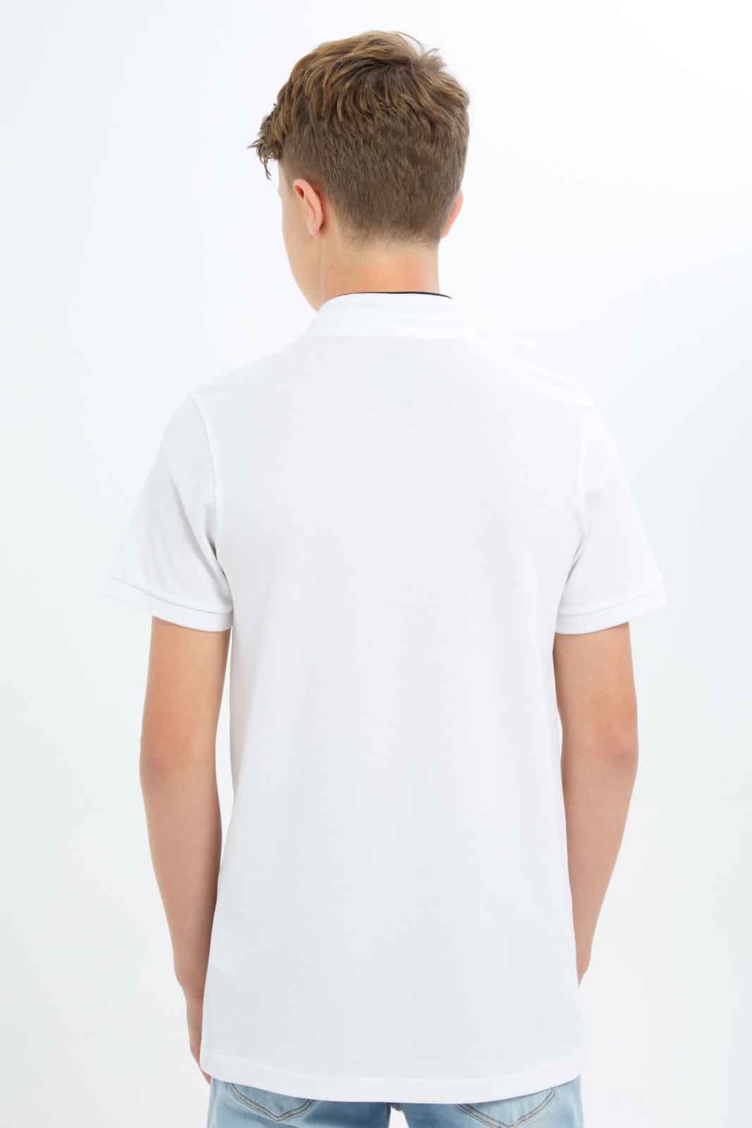 Redtag-Boys-White-Mandarin-Collar-Polo-BSR-Polo-T-Shirts,-BTS,-Category:Polo-T-Shirts,-Colour:White,-Deals:New-In,-Dept:Boys,-Filter:Senior-Boys-(8-to-14-Yrs),-New-In-BSR-APL,-Non-Sale,-S23B,-Section:Boys-(0-to-14Yrs),-TBL-Senior-Boys-9 to 14 Years